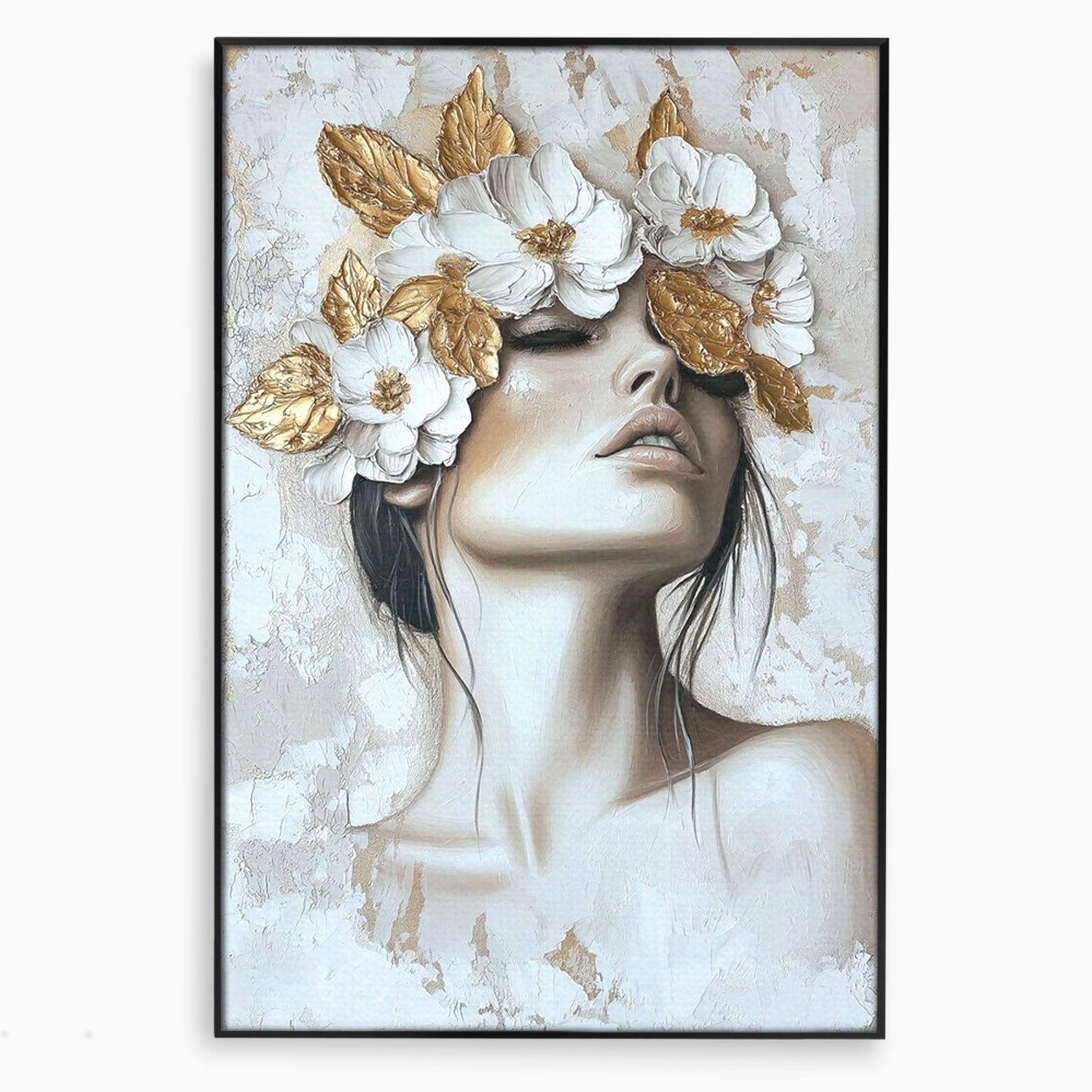 Tablou Canvas Premium LuxCanva® PI1339, Frumusete Florala, Portret, Flori, Eleganta, Arta, Culori Vibrante, Living, Dormitor