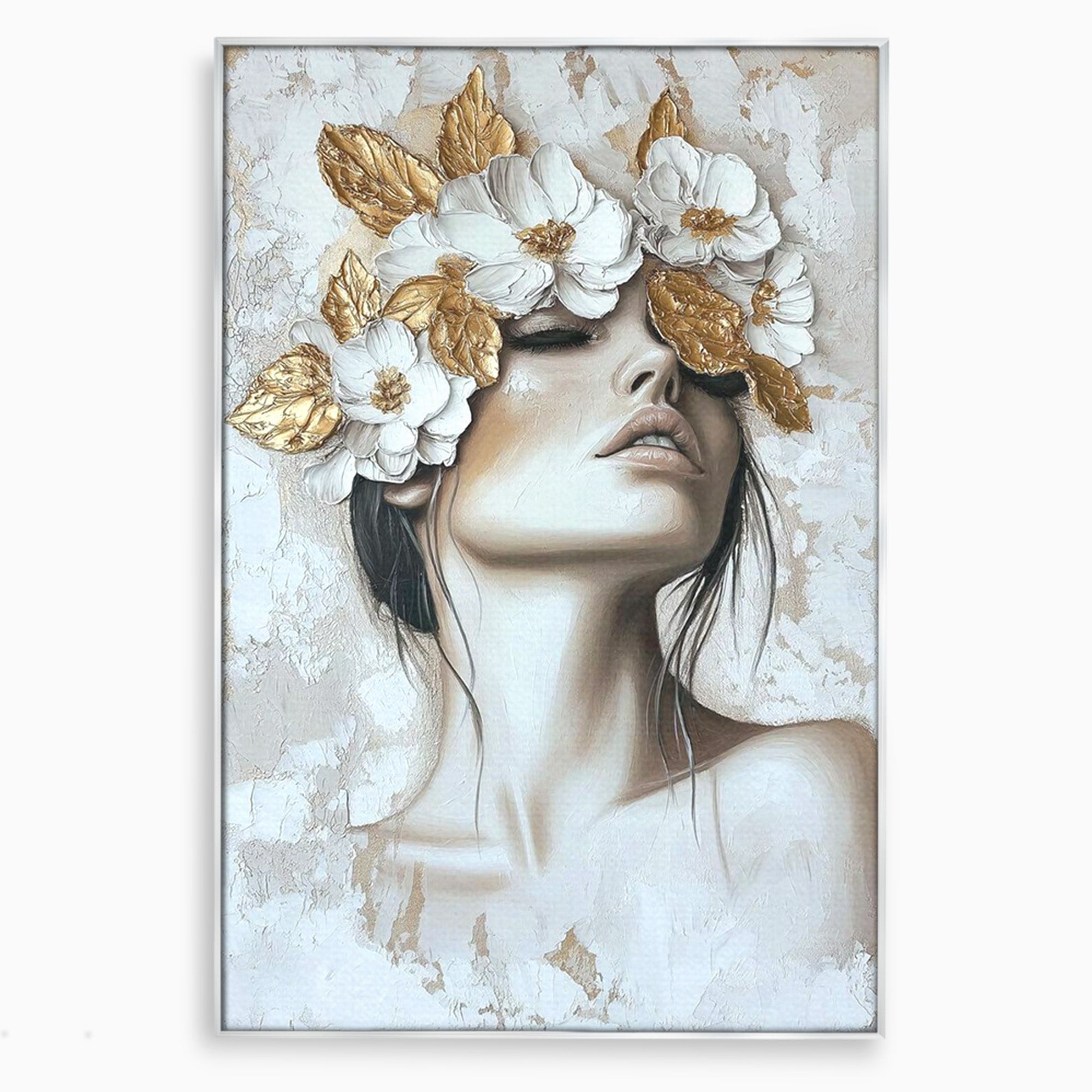 Tablou Canvas Premium LuxCanva® PI1339, Frumusete Florala, Portret, Flori, Eleganta, Arta, Culori Vibrante, Living, Dormitor