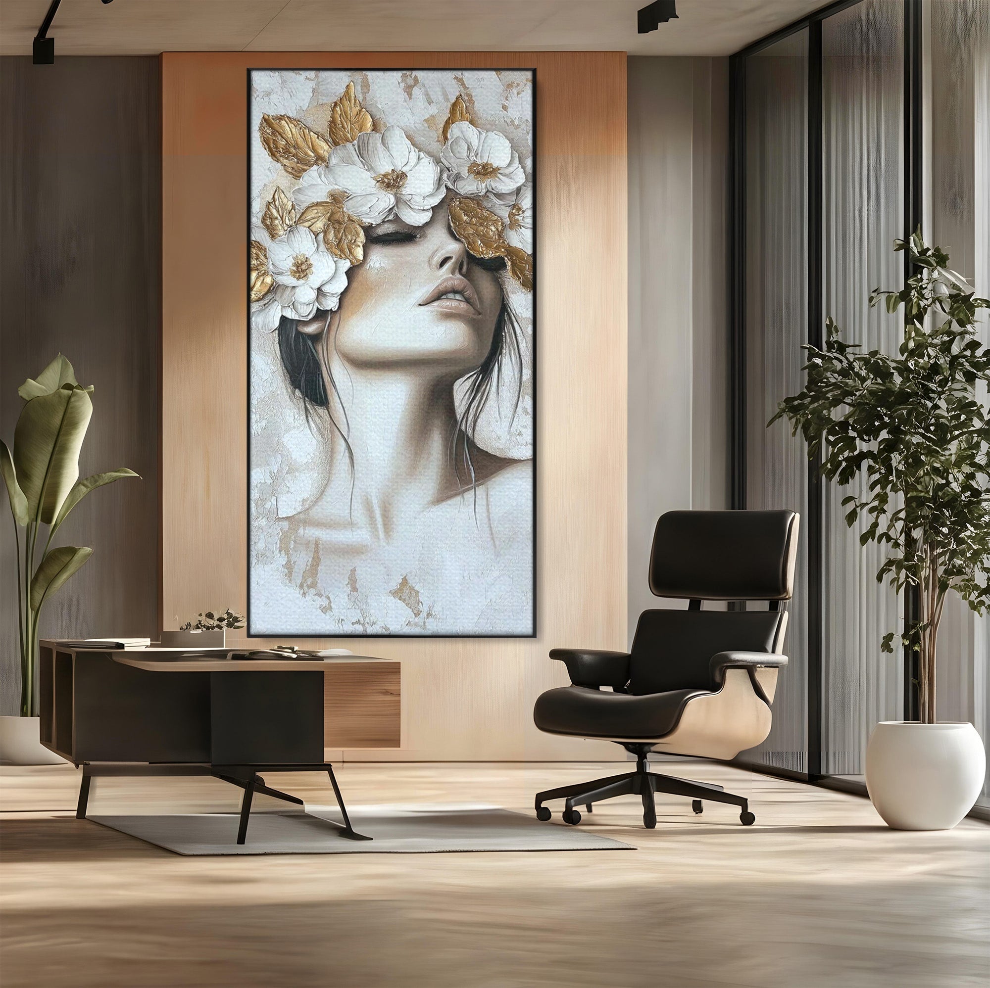 Tablou Canvas Premium LuxCanva® PI1339, Frumusete Florala, Portret, Flori, Eleganta, Arta, Culori Vibrante, Living, Dormitor