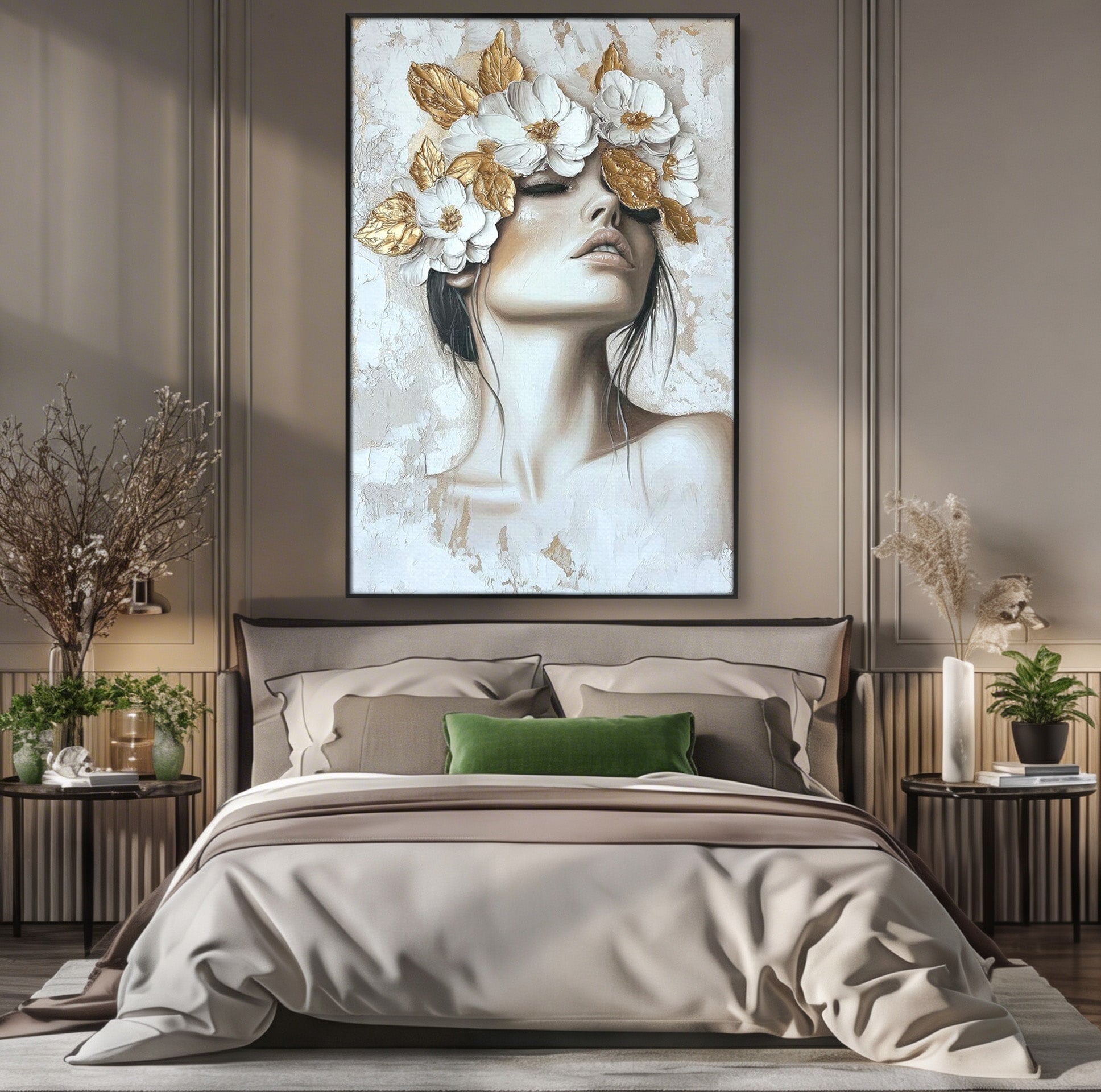 Tablou Canvas Premium LuxCanva® PI1339, Frumusete Florala, Portret, Flori, Eleganta, Arta, Culori Vibrante, Living, Dormitor