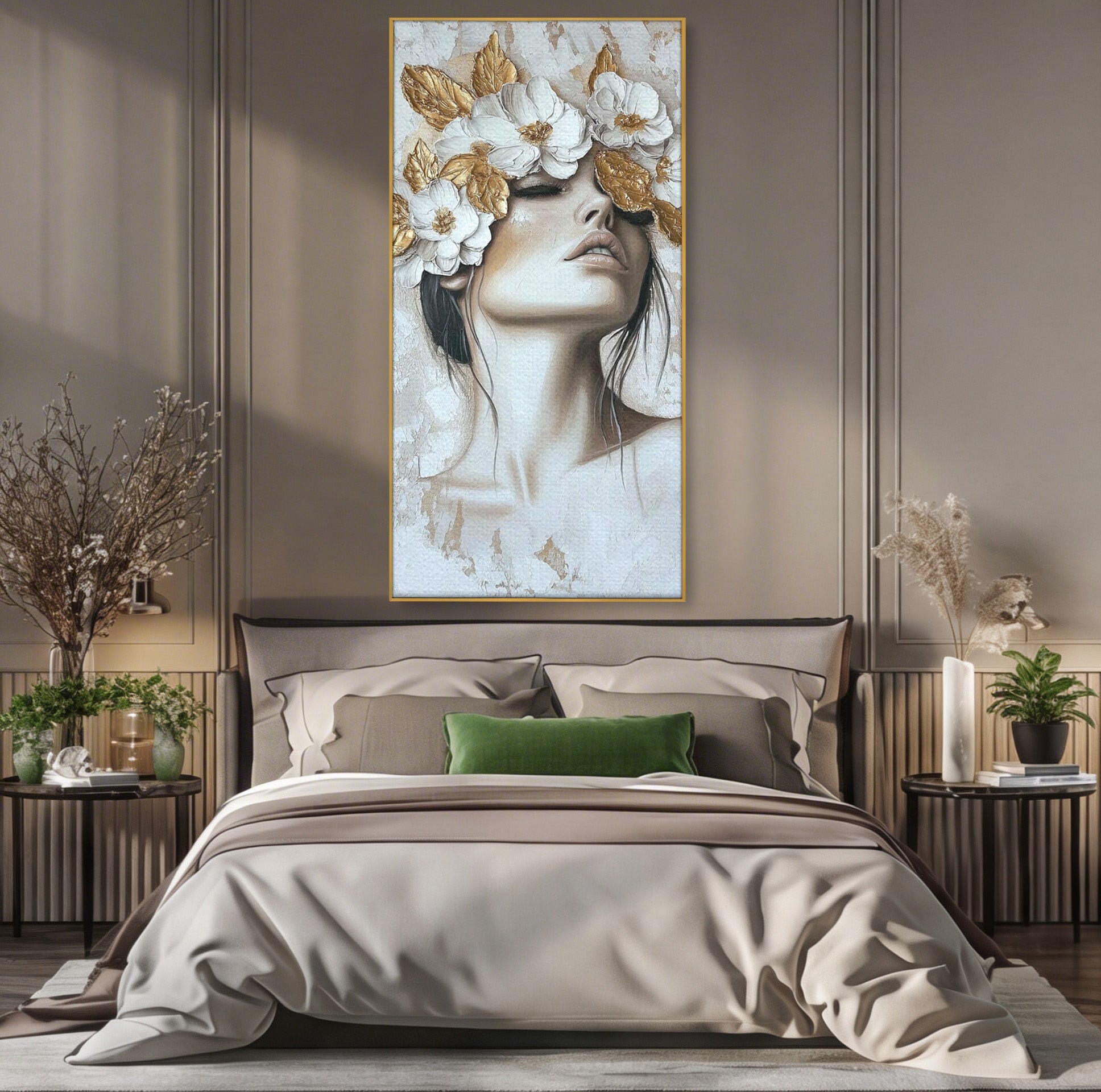 Tablou Canvas Premium LuxCanva® PI1339, Frumusete Florala, Portret, Flori, Eleganta, Arta, Culori Vibrante, Living, Dormitor