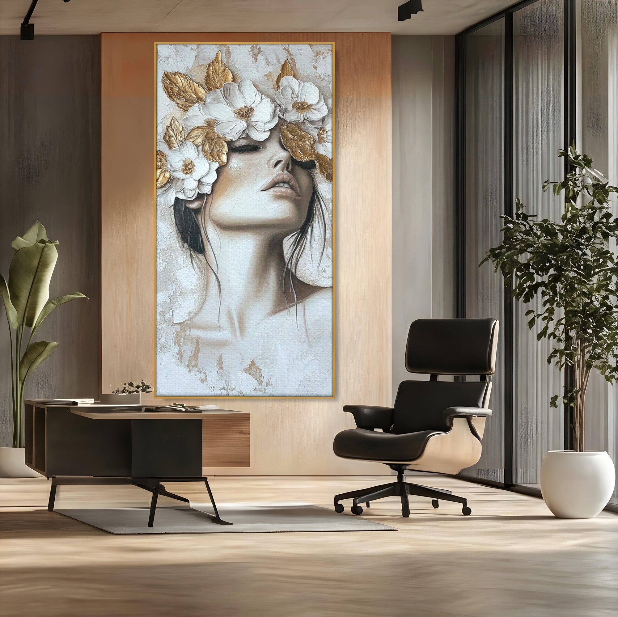 Tablou Canvas Premium LuxCanva® PI1339, Frumusete Florala, Portret, Flori, Eleganta, Arta, Culori Vibrante, Living, Dormitor
