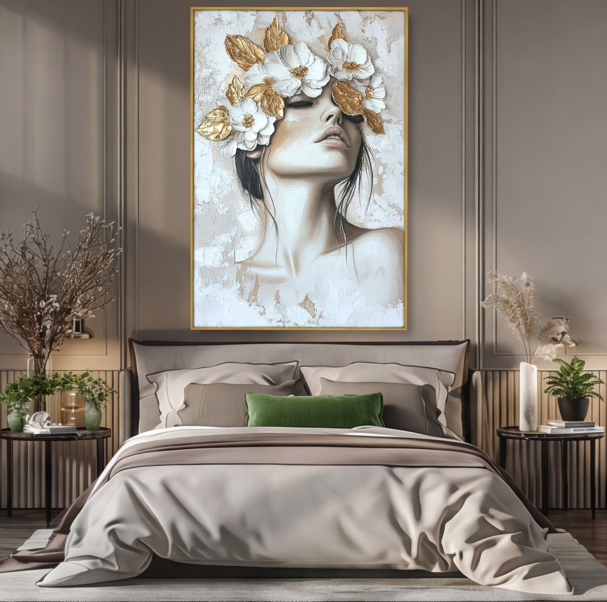Tablou Canvas Premium LuxCanva® PI1339, Frumusete Florala, Portret, Flori, Eleganta, Arta, Culori Vibrante, Living, Dormitor