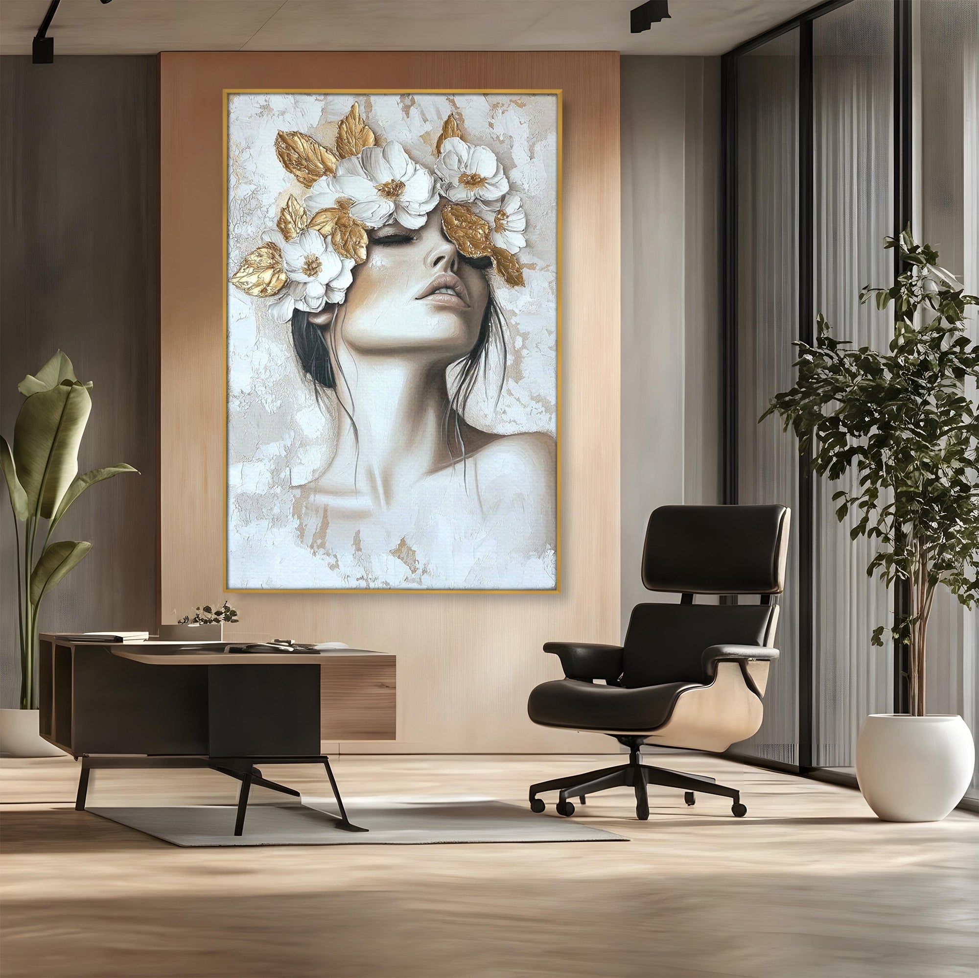 Tablou Canvas Premium LuxCanva® PI1339, Frumusete Florala, Portret, Flori, Eleganta, Arta, Culori Vibrante, Living, Dormitor