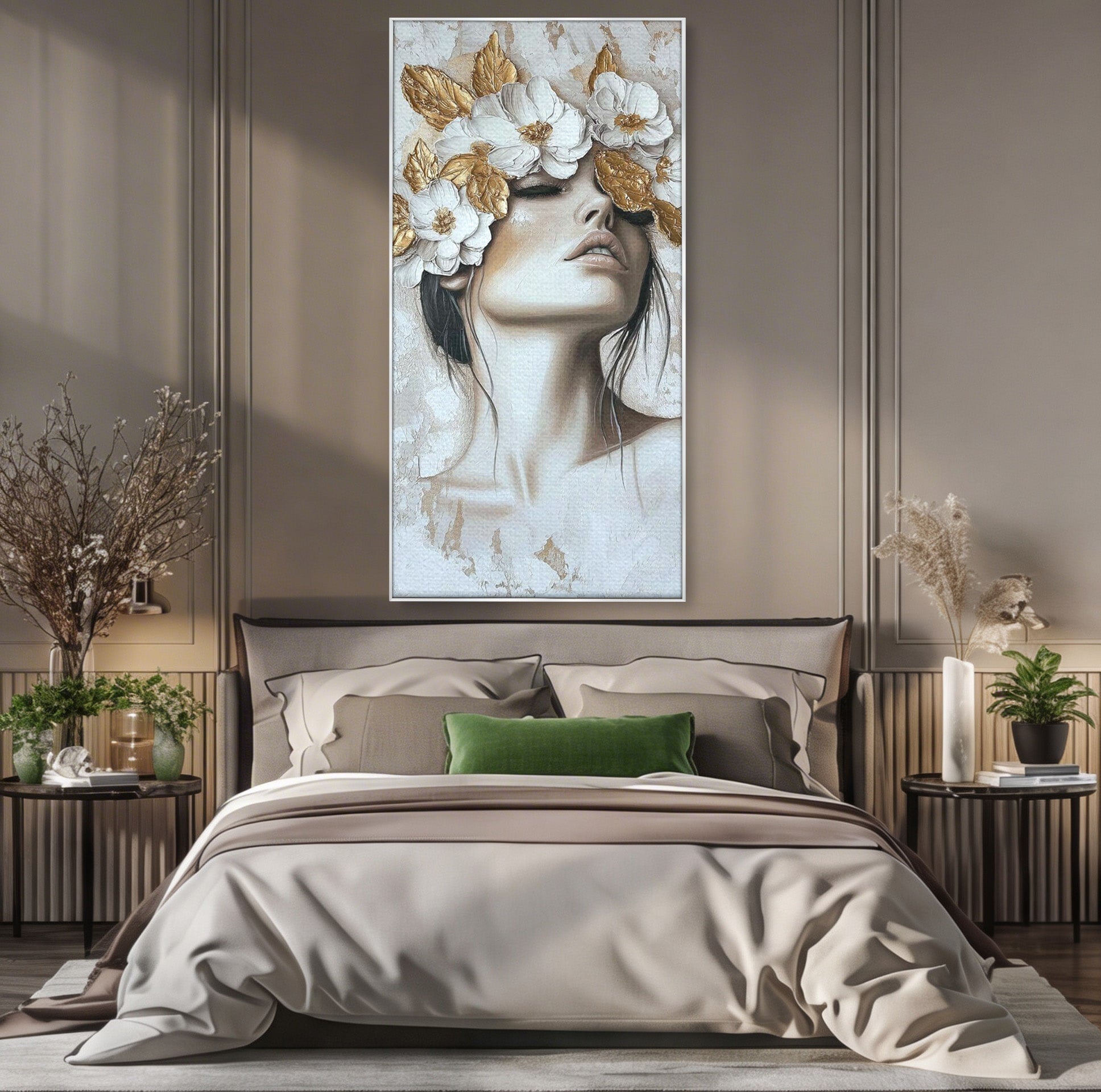 Tablou Canvas Premium LuxCanva® PI1339, Frumusete Florala, Portret, Flori, Eleganta, Arta, Culori Vibrante, Living, Dormitor