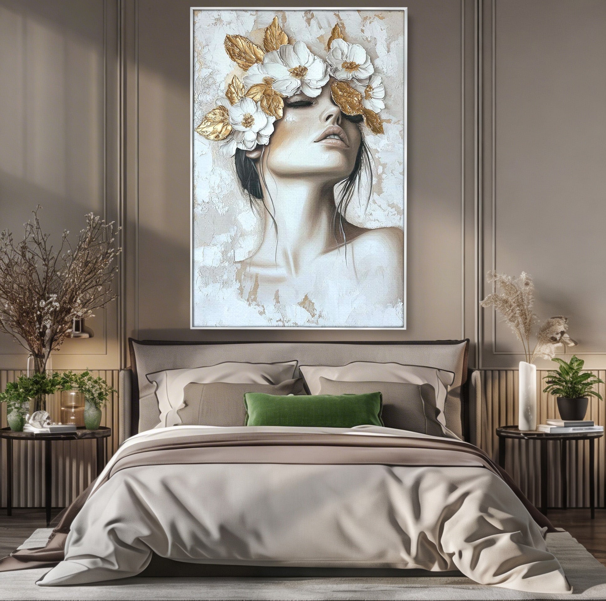 Tablou Canvas Premium LuxCanva® PI1339, Frumusete Florala, Portret, Flori, Eleganta, Arta, Culori Vibrante, Living, Dormitor