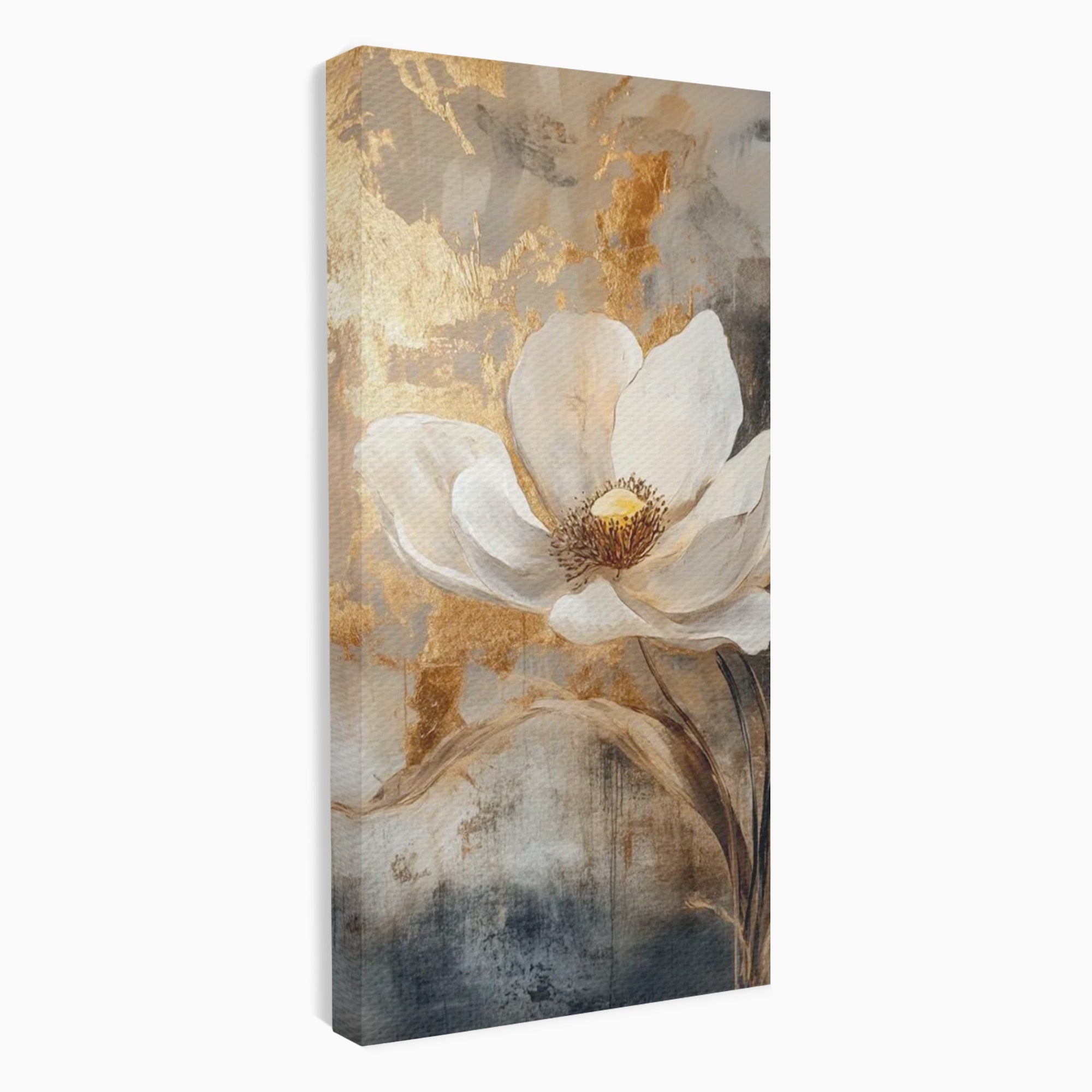 Tablou Canvas Premium LuxCanva® PI1340, Petala De Aur, Floare, Arta Abstracta, Eleganta, Natura, Culori Vibrante, Living, Dormitor