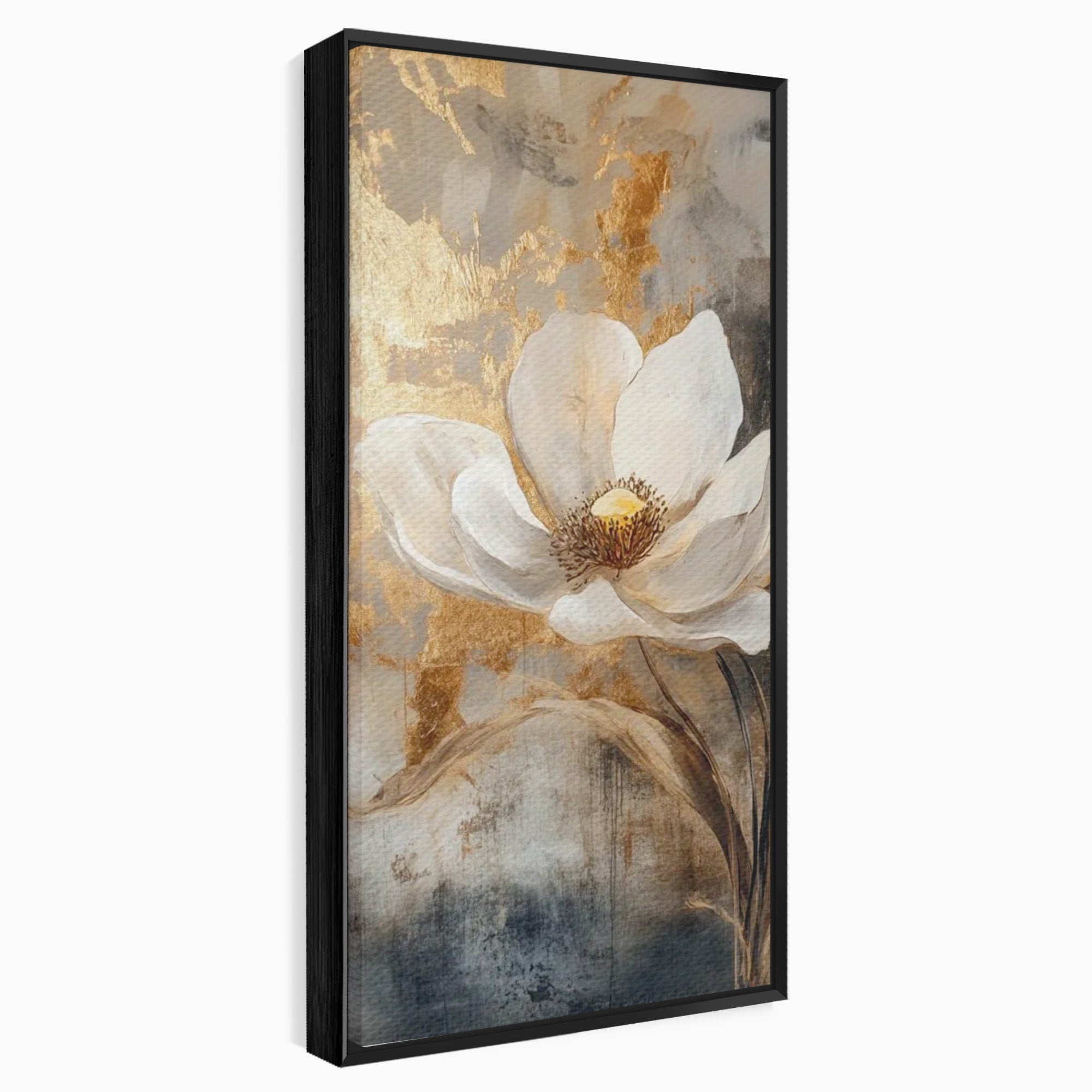 Tablou Canvas Premium LuxCanva® PI1340, Petala De Aur, Floare, Arta Abstracta, Eleganta, Natura, Culori Vibrante, Living, Dormitor
