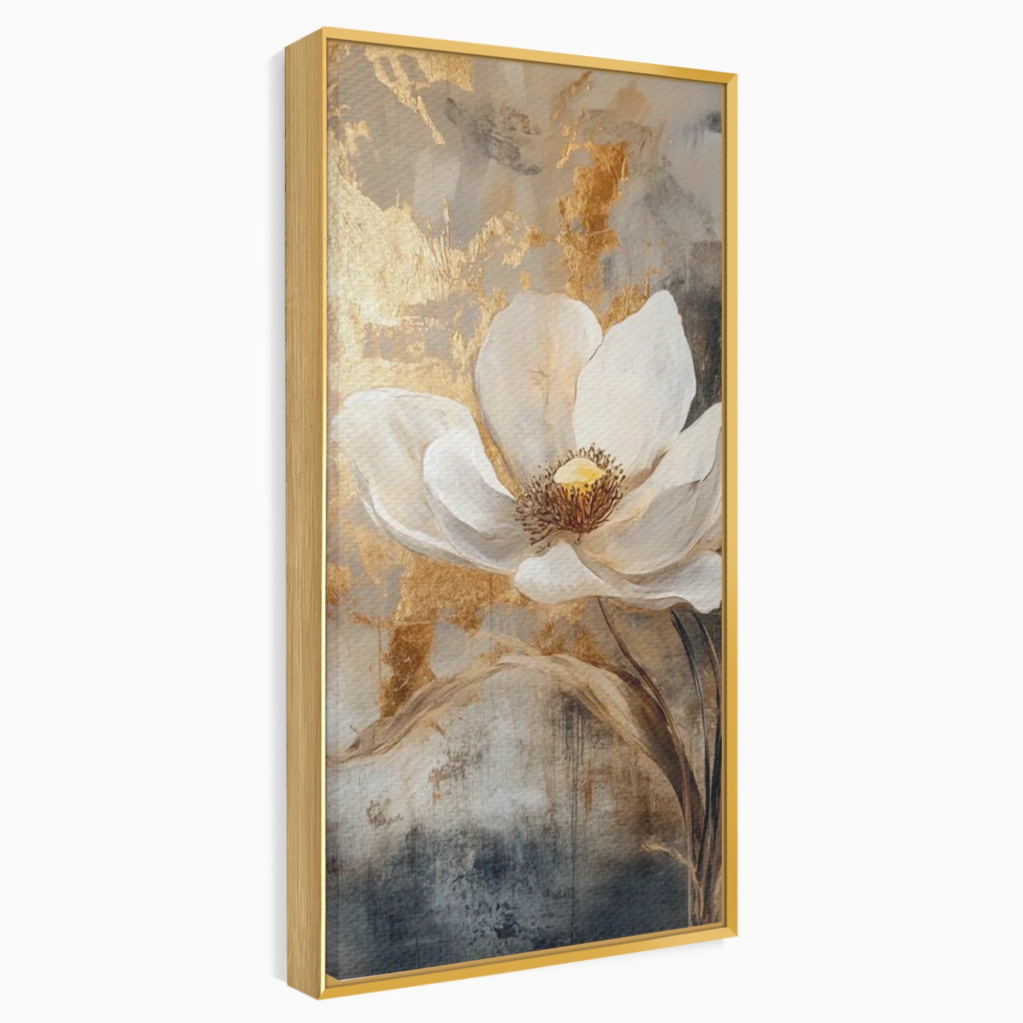 Tablou Canvas Premium LuxCanva® PI1340, Petala De Aur, Floare, Arta Abstracta, Eleganta, Natura, Culori Vibrante, Living, Dormitor