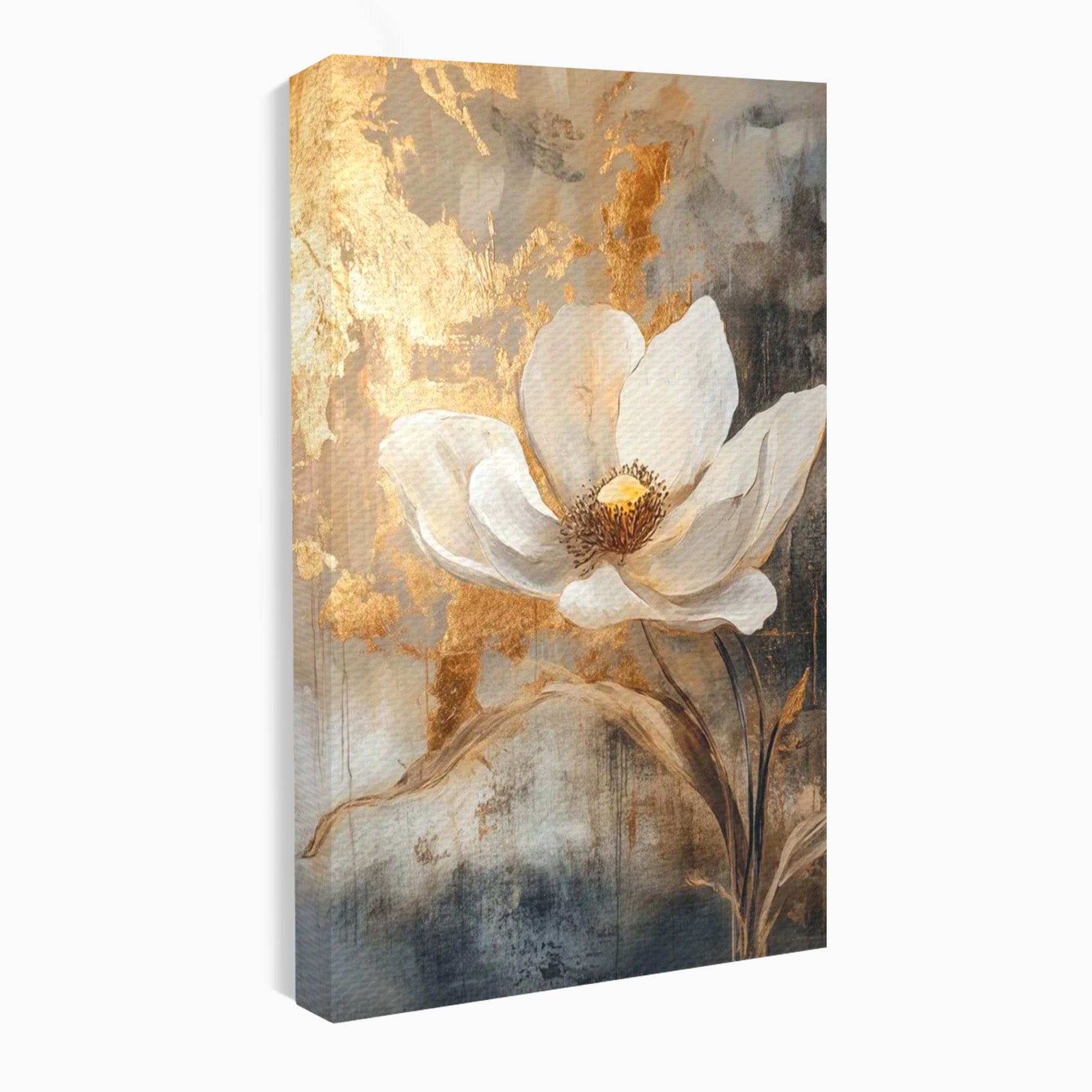 Tablou Canvas Premium LuxCanva® PI1340, Petala De Aur, Floare, Arta Abstracta, Eleganta, Natura, Culori Vibrante, Living, Dormitor