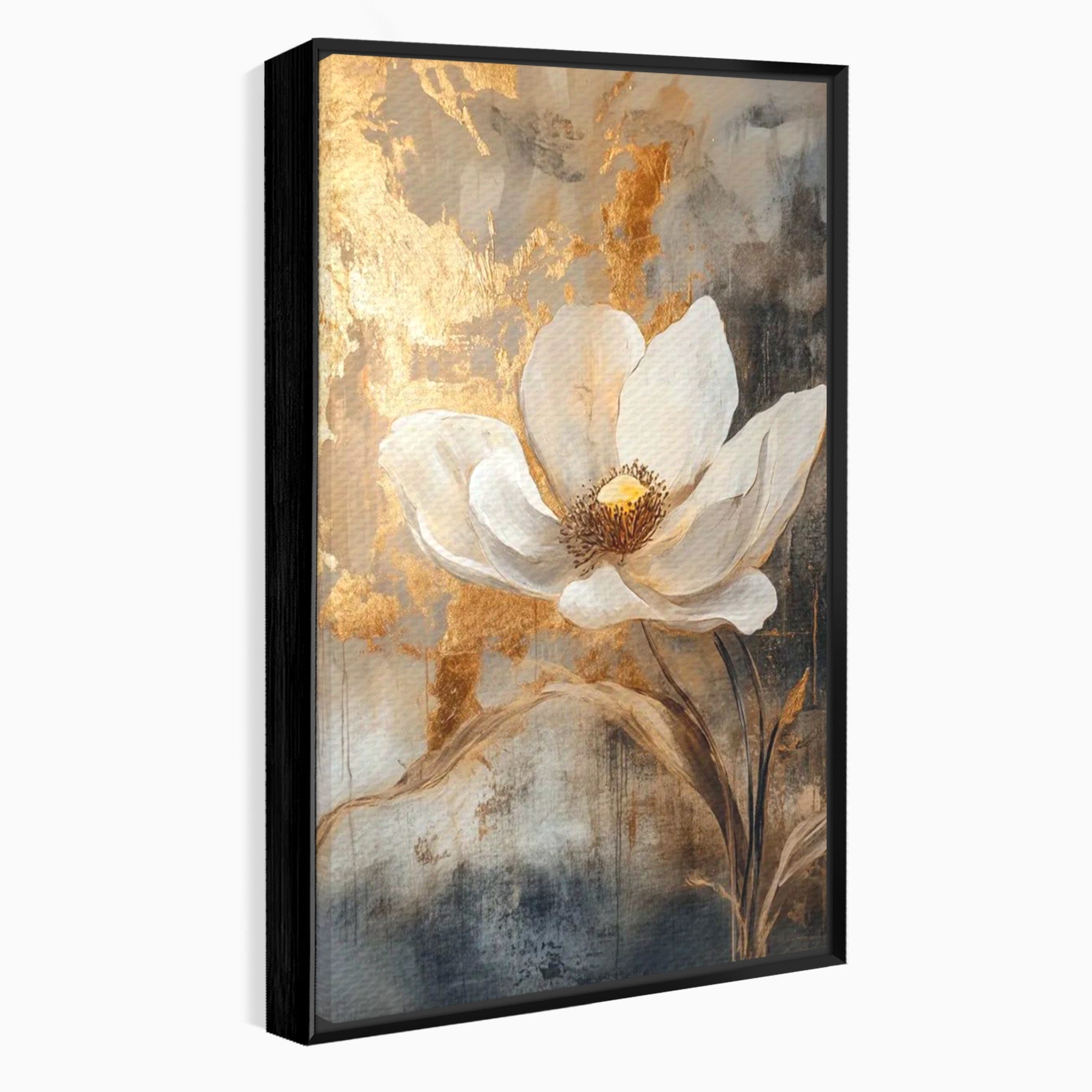 Tablou Canvas Premium LuxCanva® PI1340, Petala De Aur, Floare, Arta Abstracta, Eleganta, Natura, Culori Vibrante, Living, Dormitor