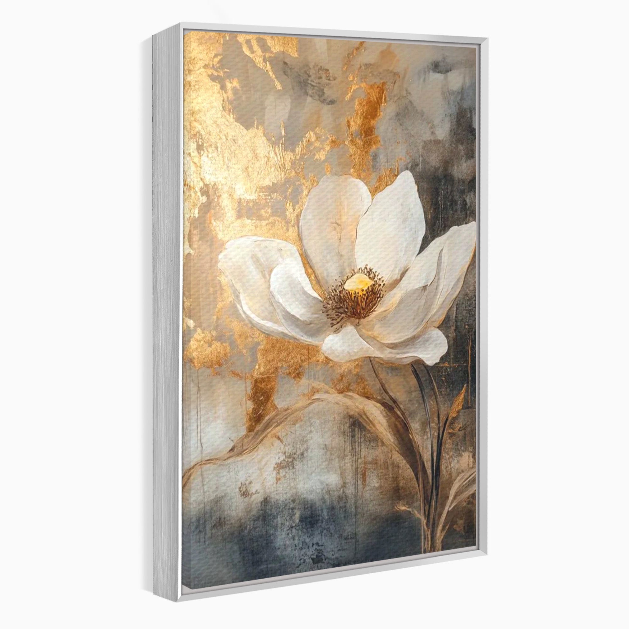 Tablou Canvas Premium LuxCanva® PI1340, Petala De Aur, Floare, Arta Abstracta, Eleganta, Natura, Culori Vibrante, Living, Dormitor