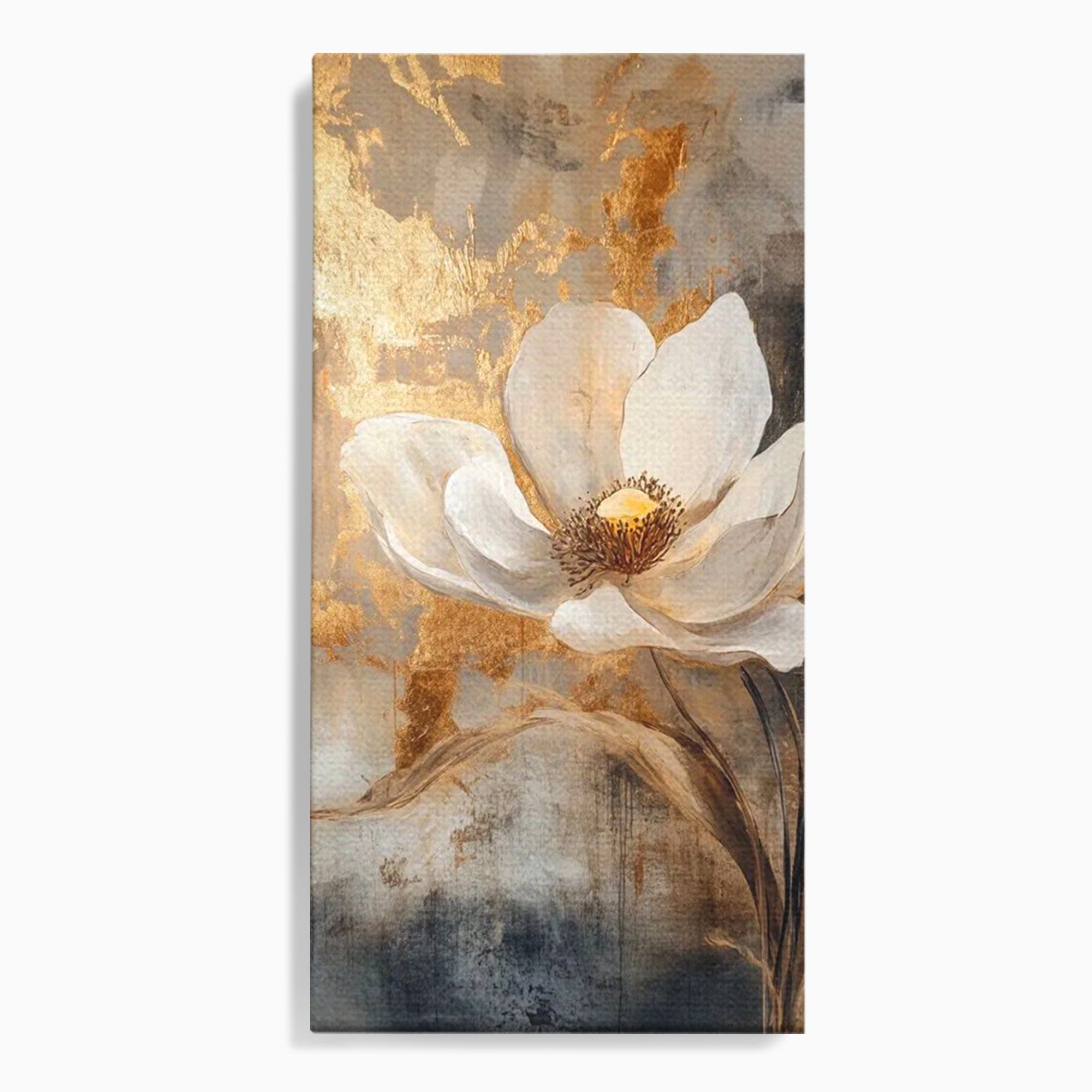 Tablou Canvas Premium LuxCanva® PI1340, Petala De Aur, Floare, Arta Abstracta, Eleganta, Natura, Culori Vibrante, Living, Dormitor