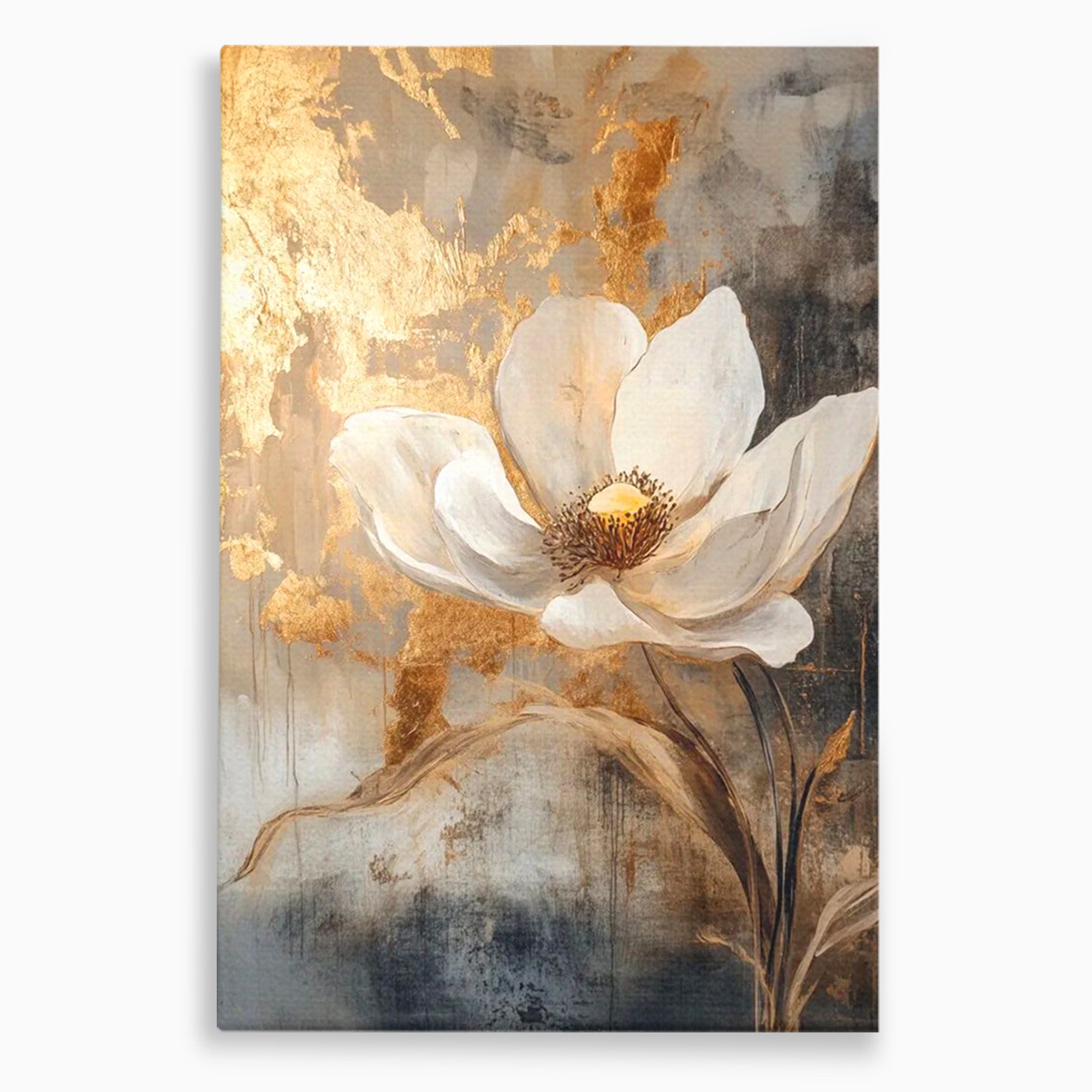 Tablou Canvas Premium LuxCanva® PI1340, Petala De Aur, Floare, Arta Abstracta, Eleganta, Natura, Culori Vibrante, Living, Dormitor