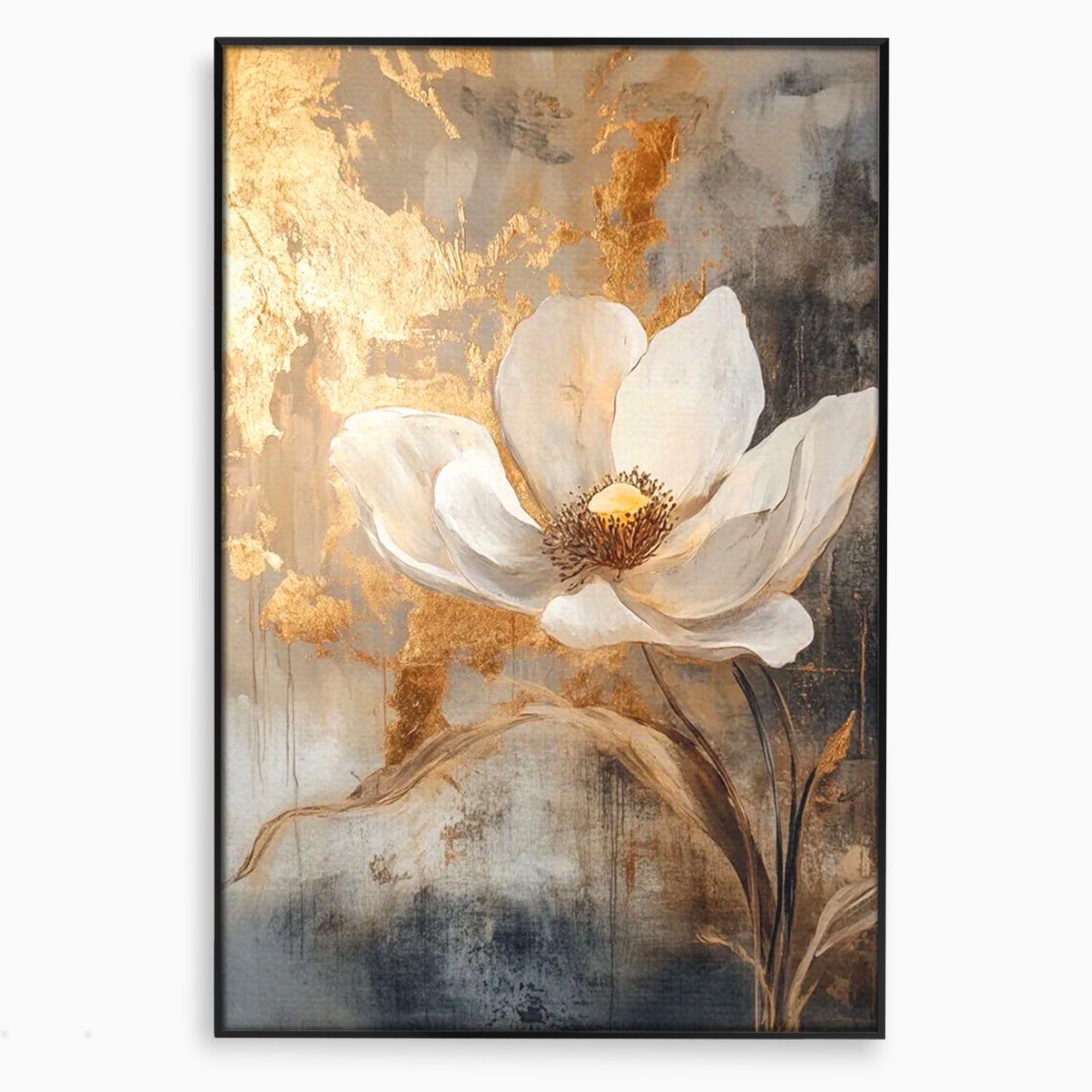 Tablou Canvas Premium LuxCanva® PI1340, Petala De Aur, Floare, Arta Abstracta, Eleganta, Natura, Culori Vibrante, Living, Dormitor