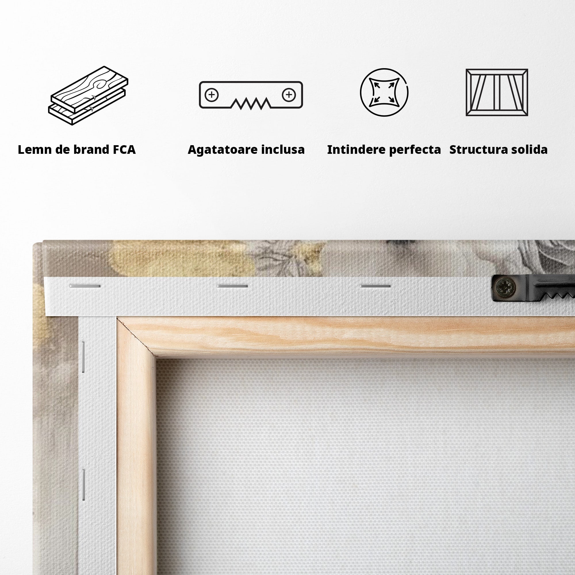 Tablou Canvas Premium LuxCanva® PI1341, Misterul Florilor Aurii, Portret, Femeie, Fotomodel, Gold, Culori Vibrante, Living, Dormitor