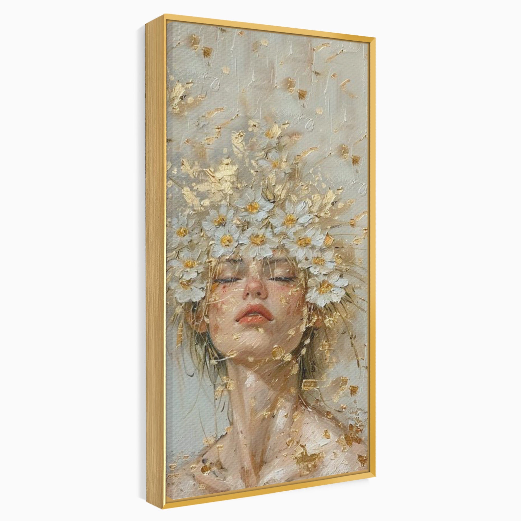 Tablou Canvas Premium LuxCanva® PI1342, Coroana de Flori, Femeie, Flori, Portret, Eleganta, Culori Vibrante, Living, Dormitor