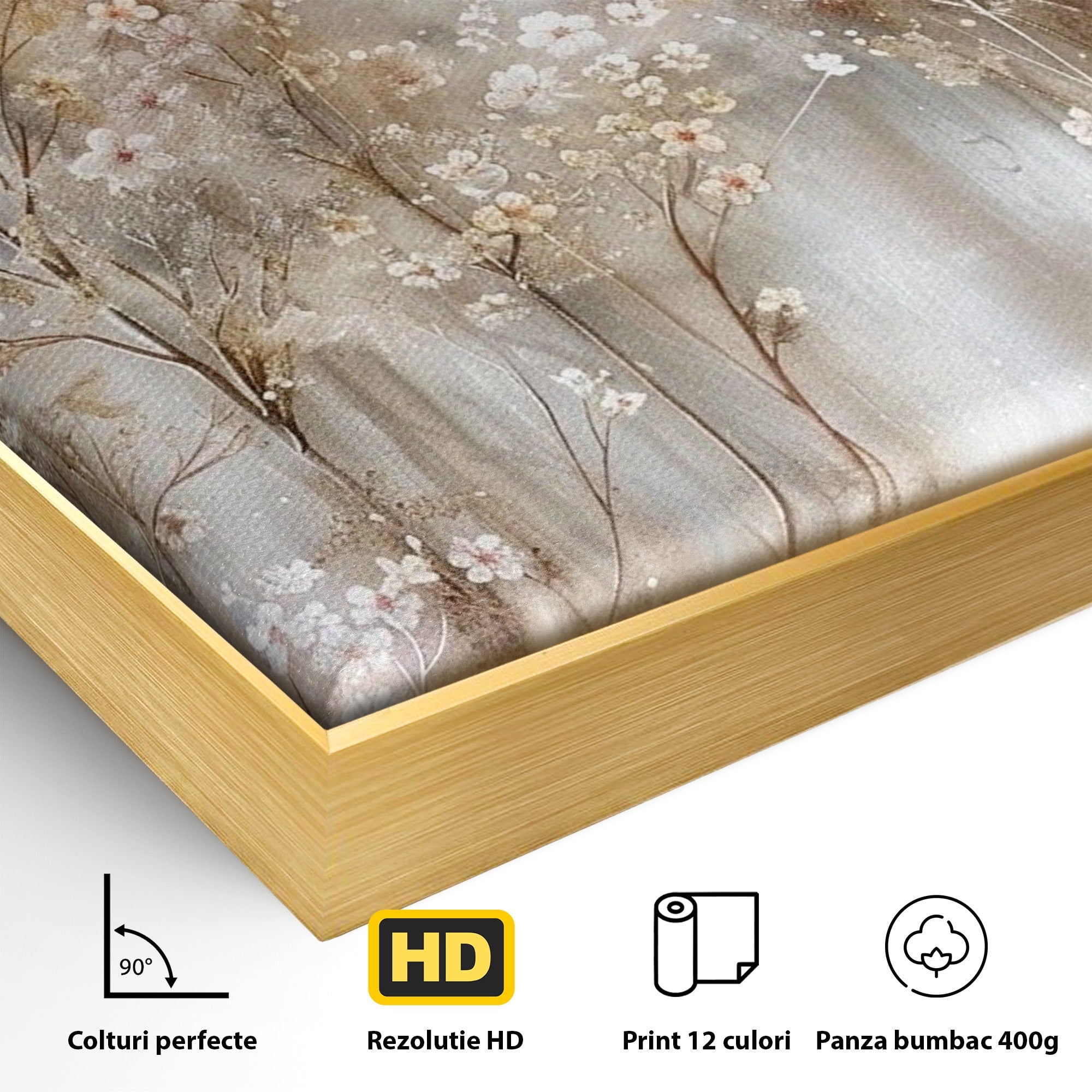Tablou Canvas Premium LuxCanva® PI1344, Gradina De Iarna, Flori, Plimbare, Natura, Peisaj, Culori Vibrante, Living, Dormitor