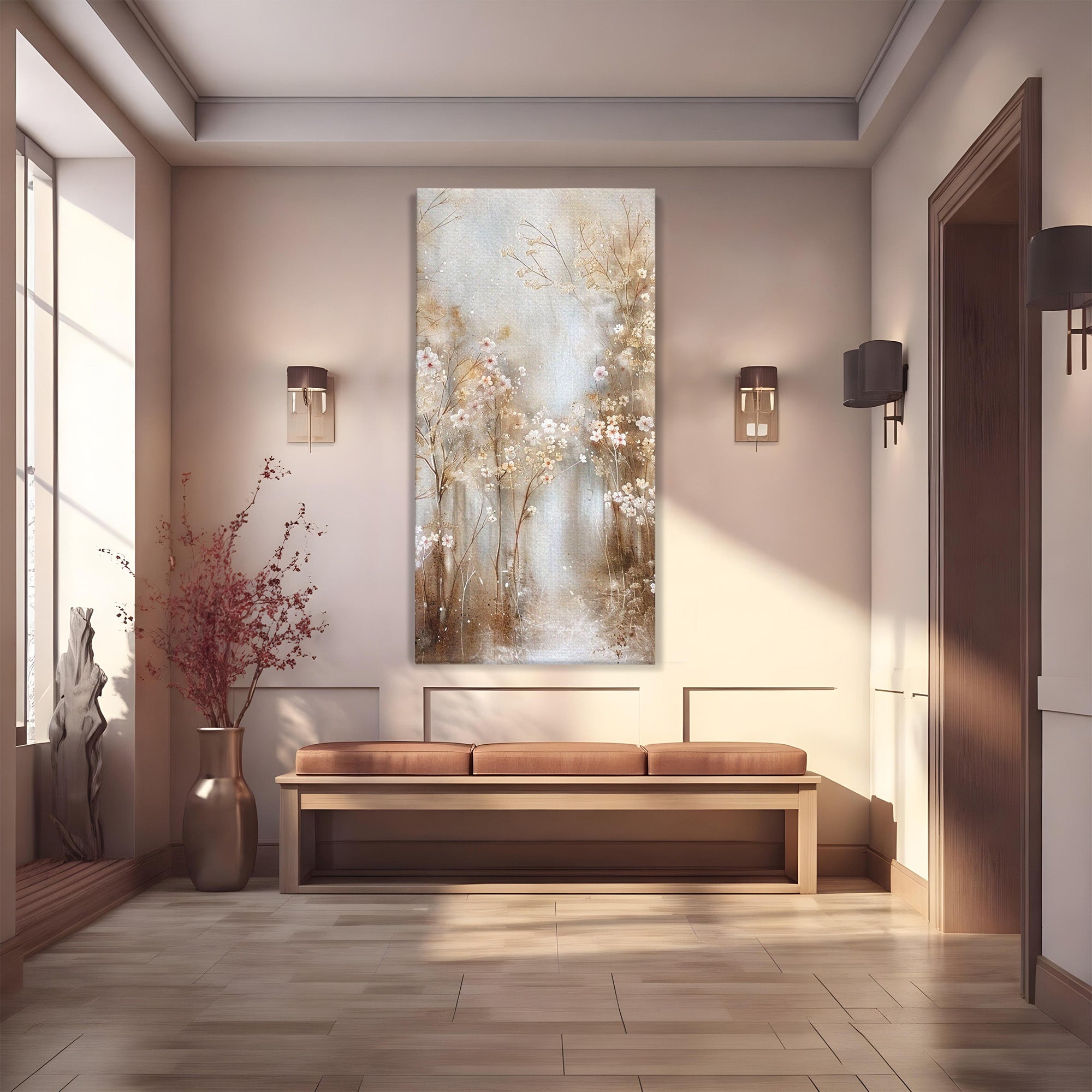 Tablou Canvas Premium LuxCanva® PI1344, Gradina De Iarna, Flori, Plimbare, Natura, Peisaj, Culori Vibrante, Living, Dormitor