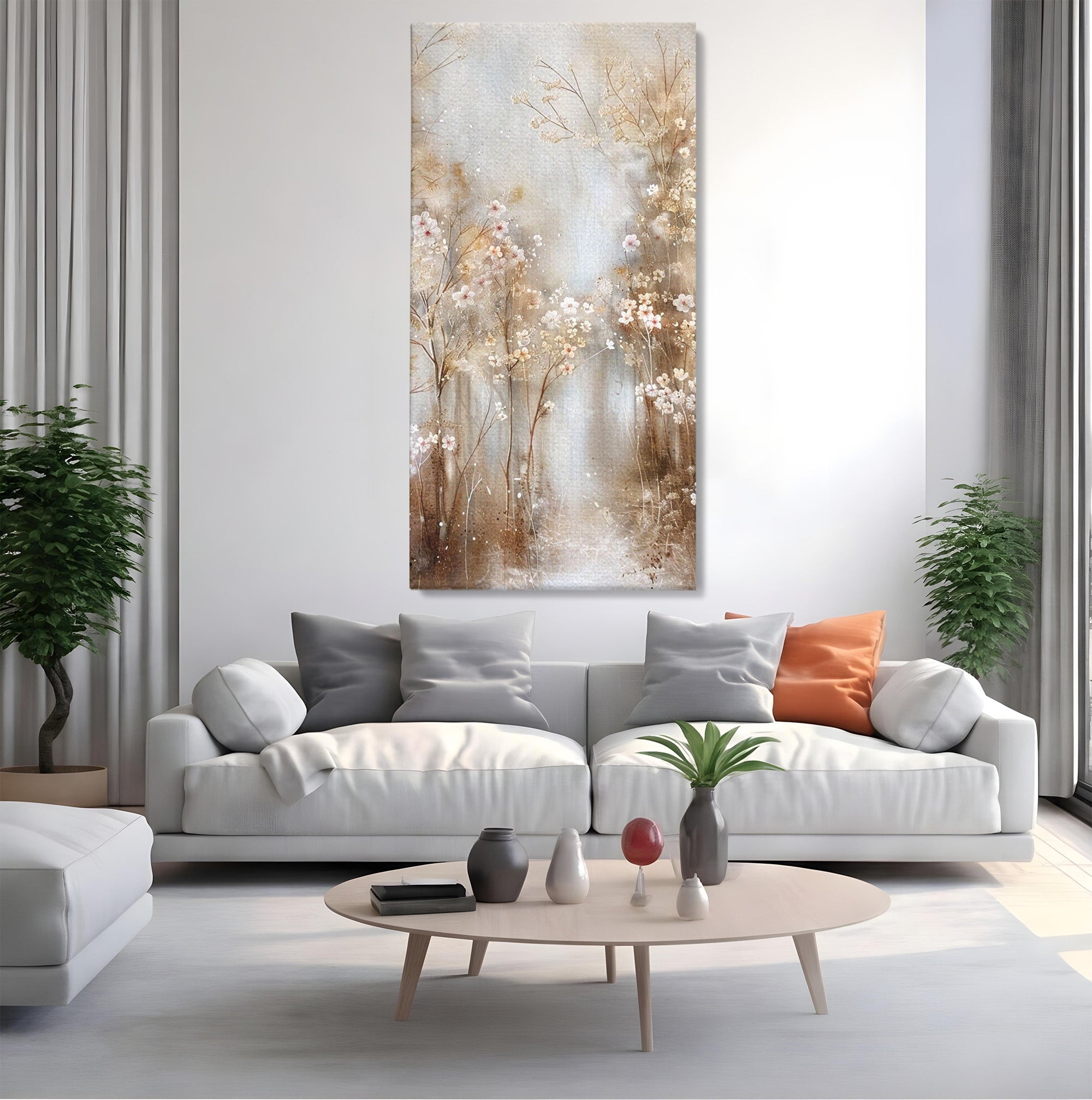 Tablou Canvas Premium LuxCanva® PI1344, Gradina De Iarna, Flori, Plimbare, Natura, Peisaj, Culori Vibrante, Living, Dormitor