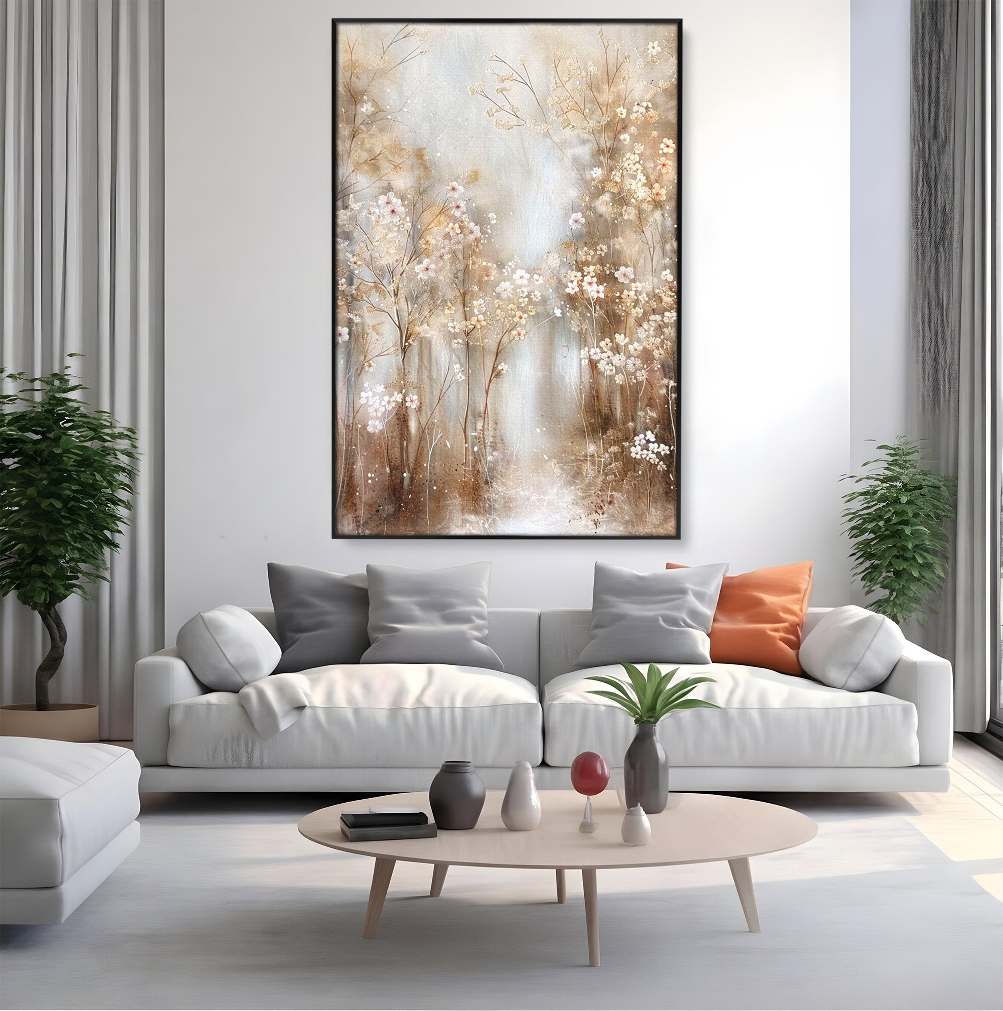 Tablou Canvas Premium LuxCanva® PI1344, Gradina De Iarna, Flori, Plimbare, Natura, Peisaj, Culori Vibrante, Living, Dormitor