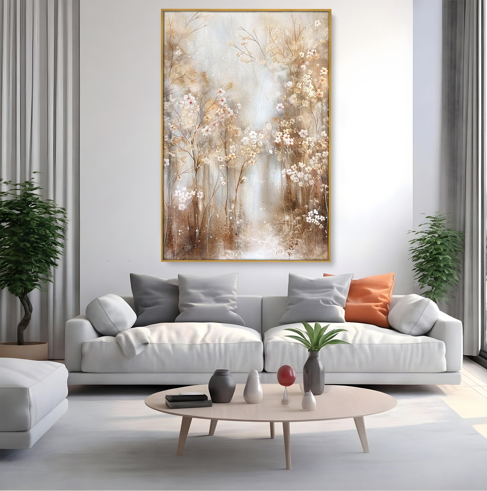 Tablou Canvas Premium LuxCanva® PI1344, Gradina De Iarna, Flori, Plimbare, Natura, Peisaj, Culori Vibrante, Living, Dormitor