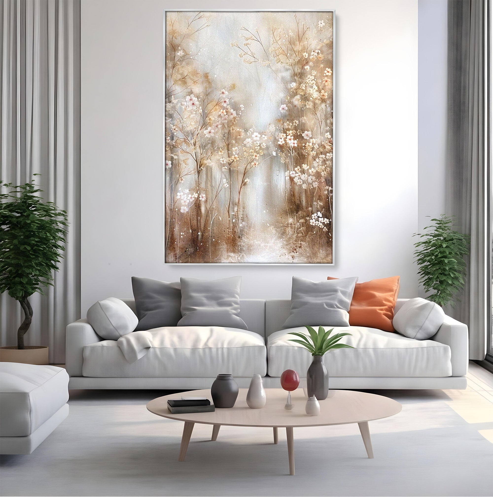 Tablou Canvas Premium LuxCanva® PI1344, Gradina De Iarna, Flori, Plimbare, Natura, Peisaj, Culori Vibrante, Living, Dormitor