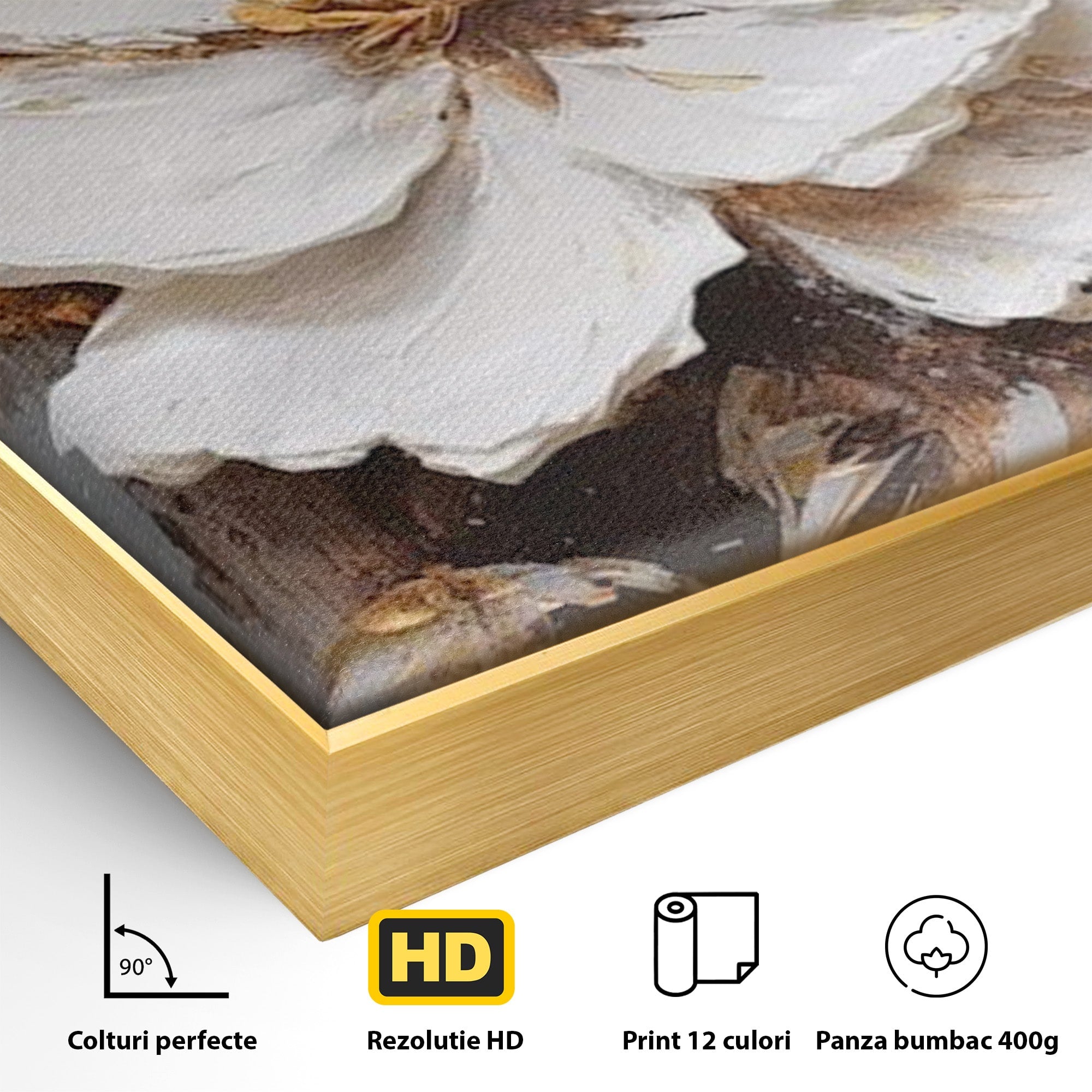 Tablou Canvas Premium LuxCanva® PI1345, Floare Aurie in Lumina, Petale, Abstract, Eleganta, Arta, Culori Vibrante, Living, Dormitor