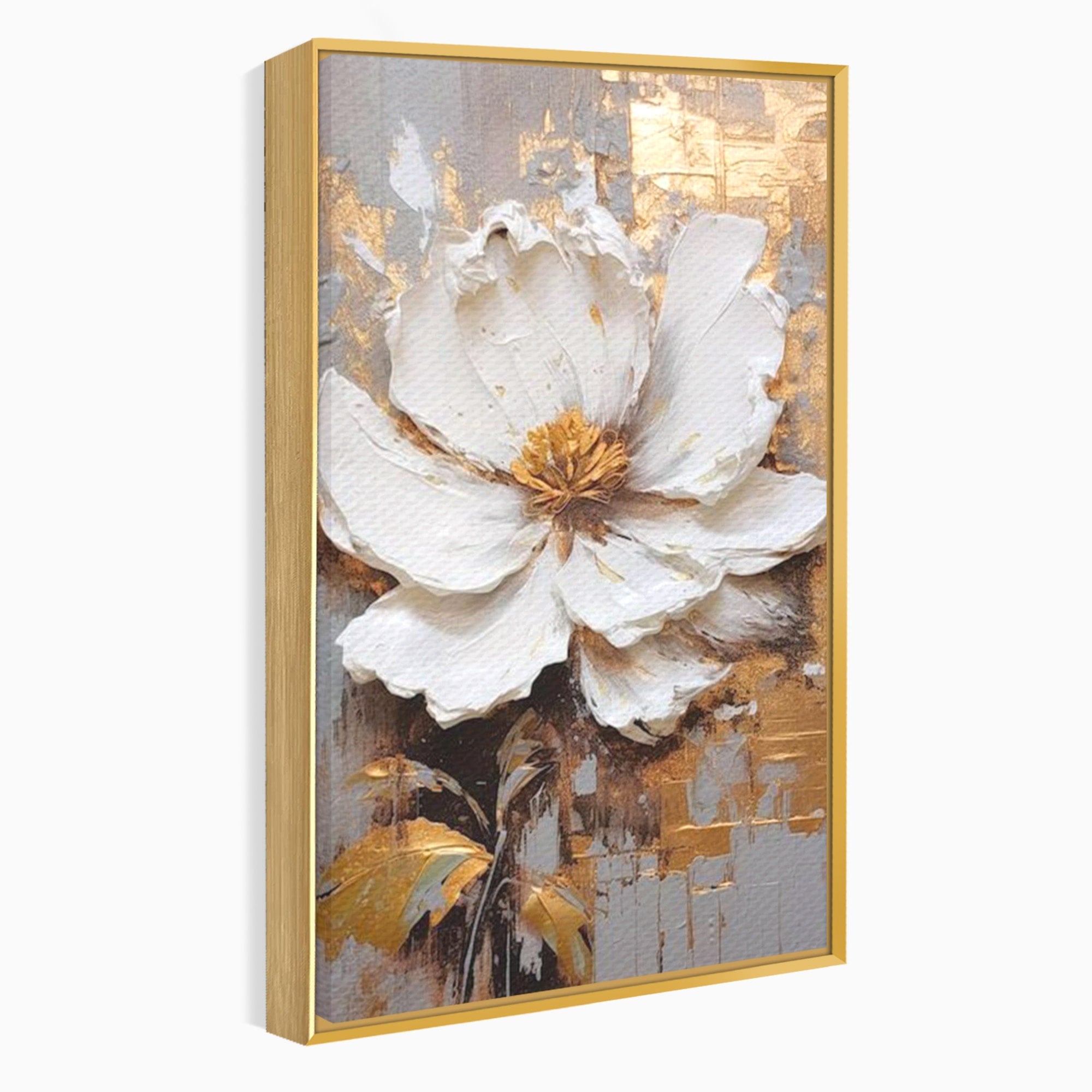 Tablou Canvas Premium LuxCanva® PI1345, Floare Aurie in Lumina, Petale, Abstract, Eleganta, Arta, Culori Vibrante, Living, Dormitor