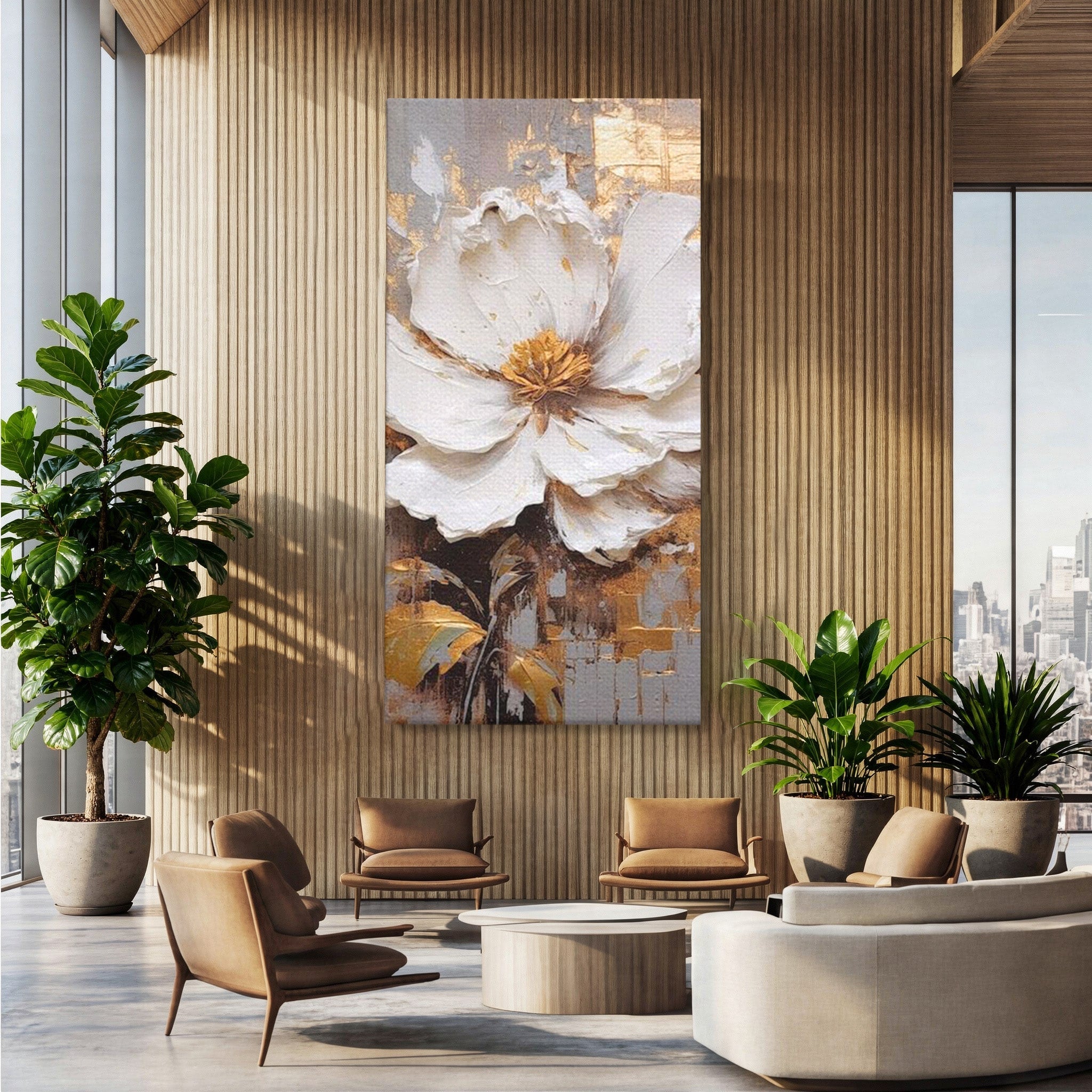 Tablou Canvas Premium LuxCanva® PI1345, Floare Aurie in Lumina, Petale, Abstract, Eleganta, Arta, Culori Vibrante, Living, Dormitor