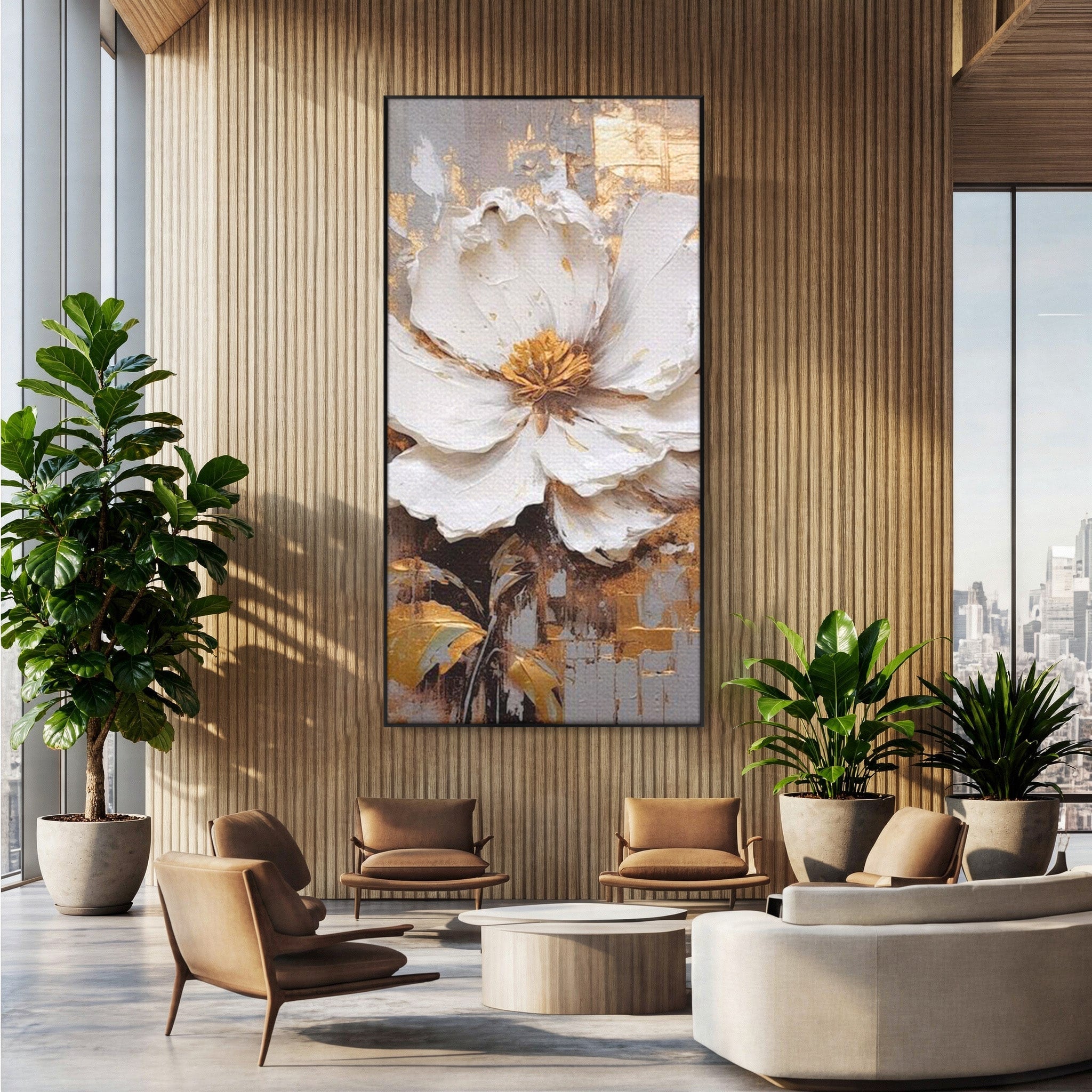 Tablou Canvas Premium LuxCanva® PI1345, Floare Aurie in Lumina, Petale, Abstract, Eleganta, Arta, Culori Vibrante, Living, Dormitor