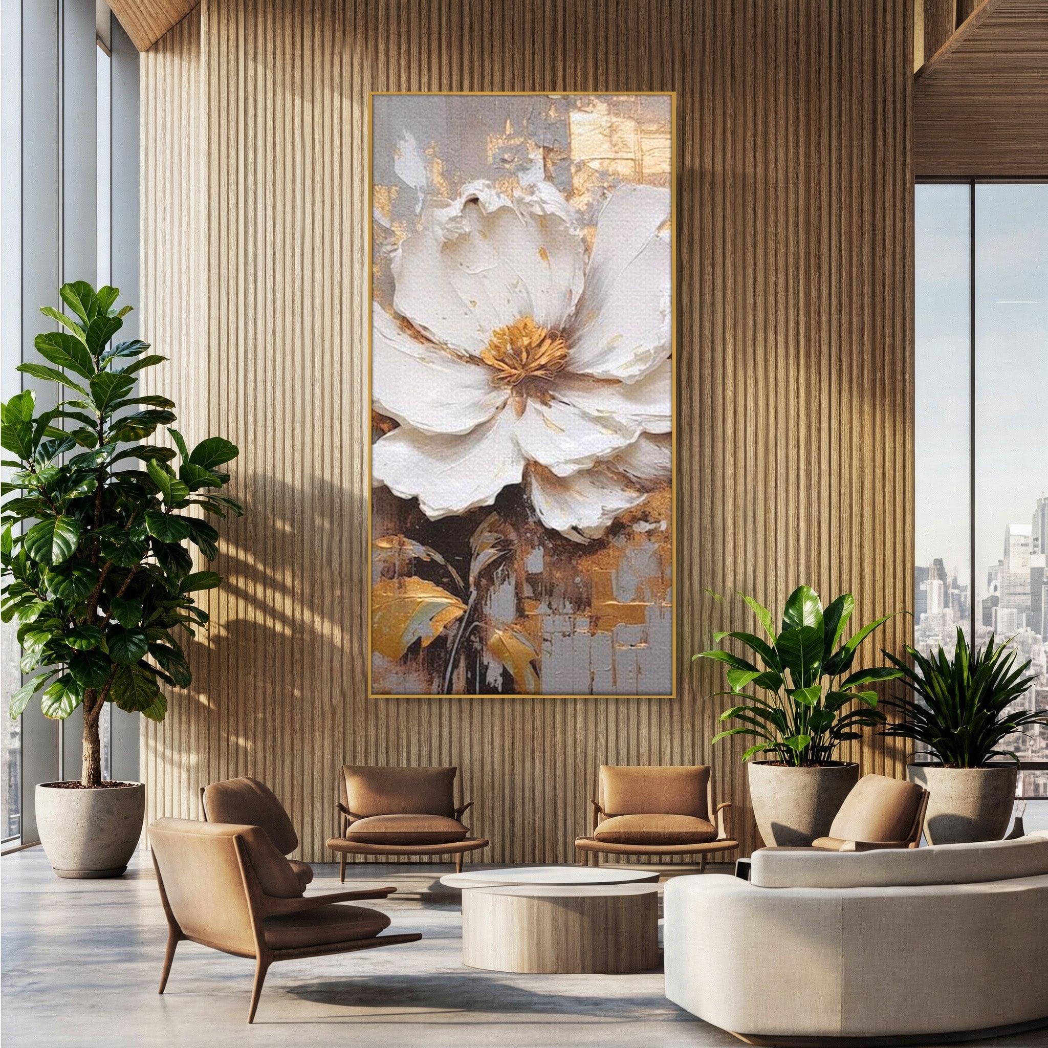 Tablou Canvas Premium LuxCanva® PI1345, Floare Aurie in Lumina, Petale, Abstract, Eleganta, Arta, Culori Vibrante, Living, Dormitor
