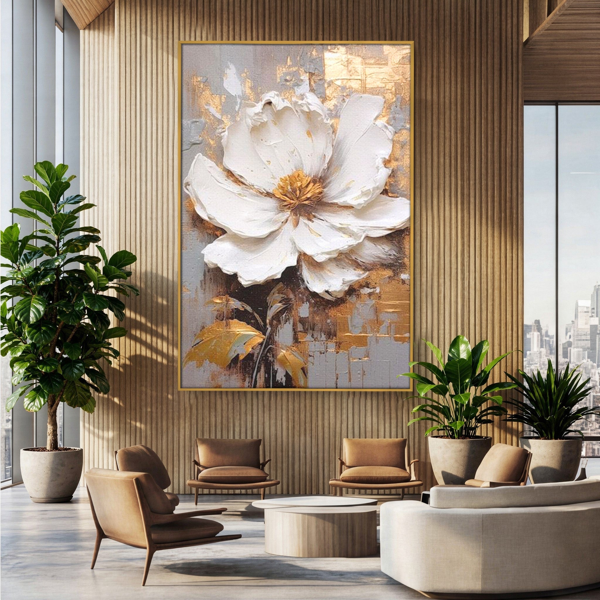 Tablou Canvas Premium LuxCanva® PI1345, Floare Aurie in Lumina, Petale, Abstract, Eleganta, Arta, Culori Vibrante, Living, Dormitor