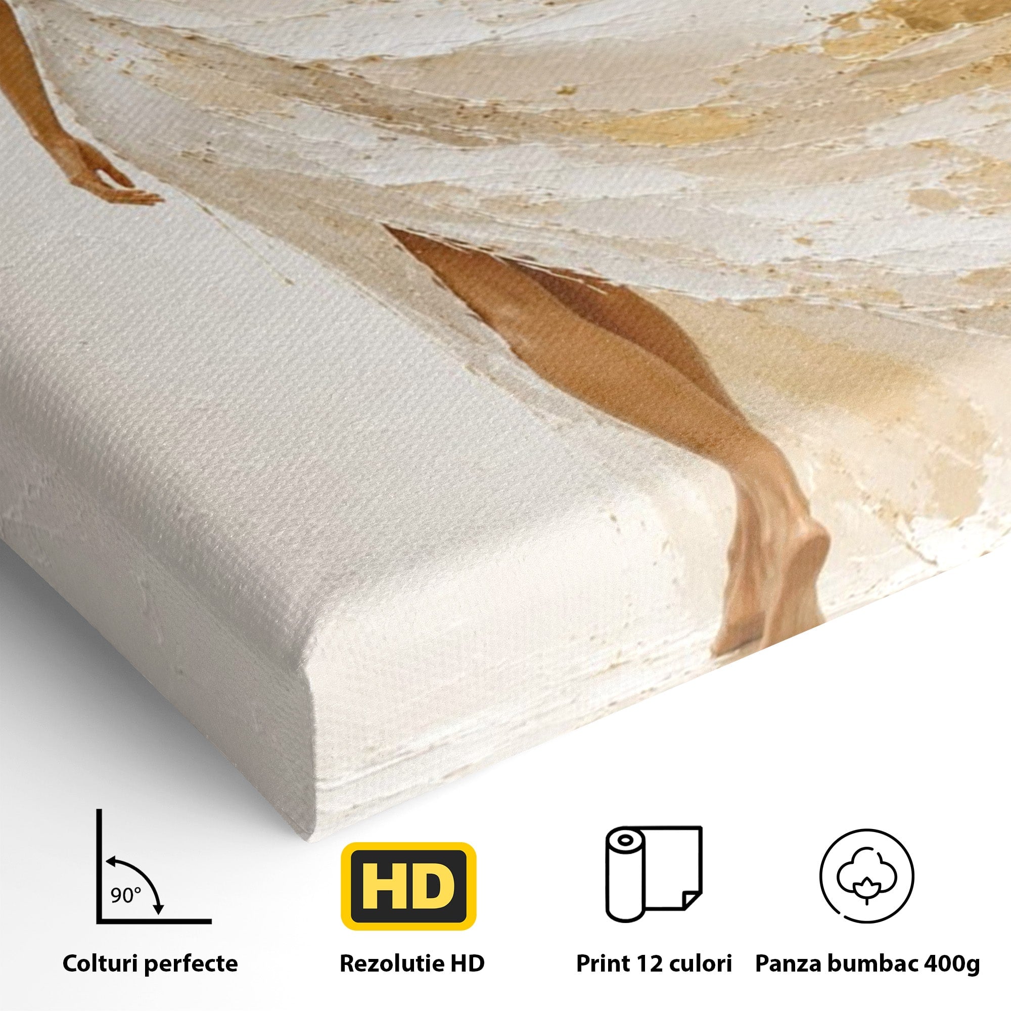 Tablou Canvas Premium LuxCanva® PI1346, Femeie In Rochie Aurie, Silueta, Eleganta, Arta, Auriu, Culori Vibrante, Living, Dormitor