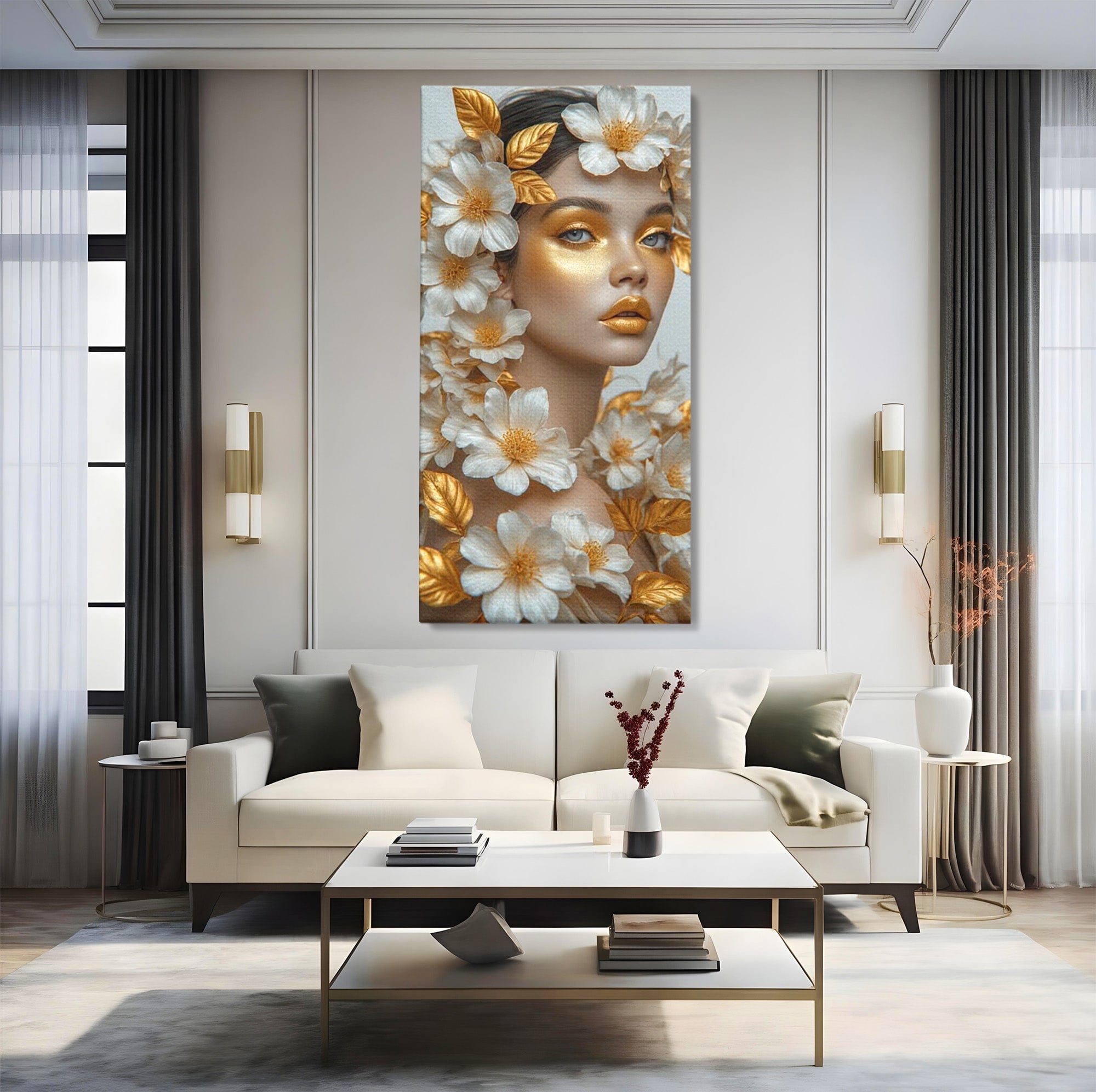 Tablou Canvas Premium LuxCanva® PI1348, Portret Floral, Privire, Flori, Eleganta, Frumusete, Culori Vibrante, Living, Dormitor