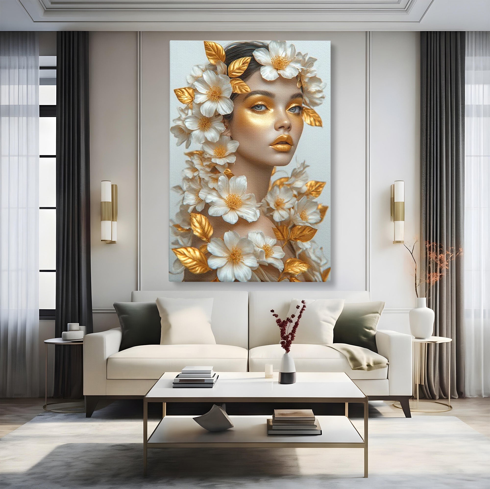 Tablou Canvas Premium LuxCanva® PI1348, Portret Floral, Privire, Flori, Eleganta, Frumusete, Culori Vibrante, Living, Dormitor