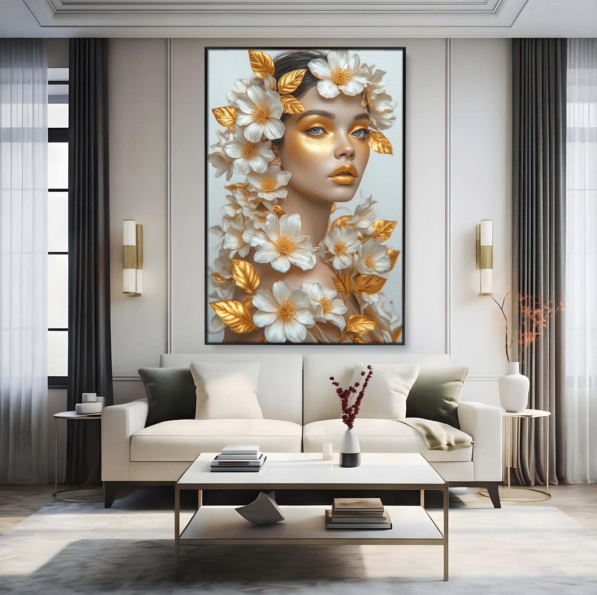 Tablou Canvas Premium LuxCanva® PI1348, Portret Floral, Privire, Flori, Eleganta, Frumusete, Culori Vibrante, Living, Dormitor