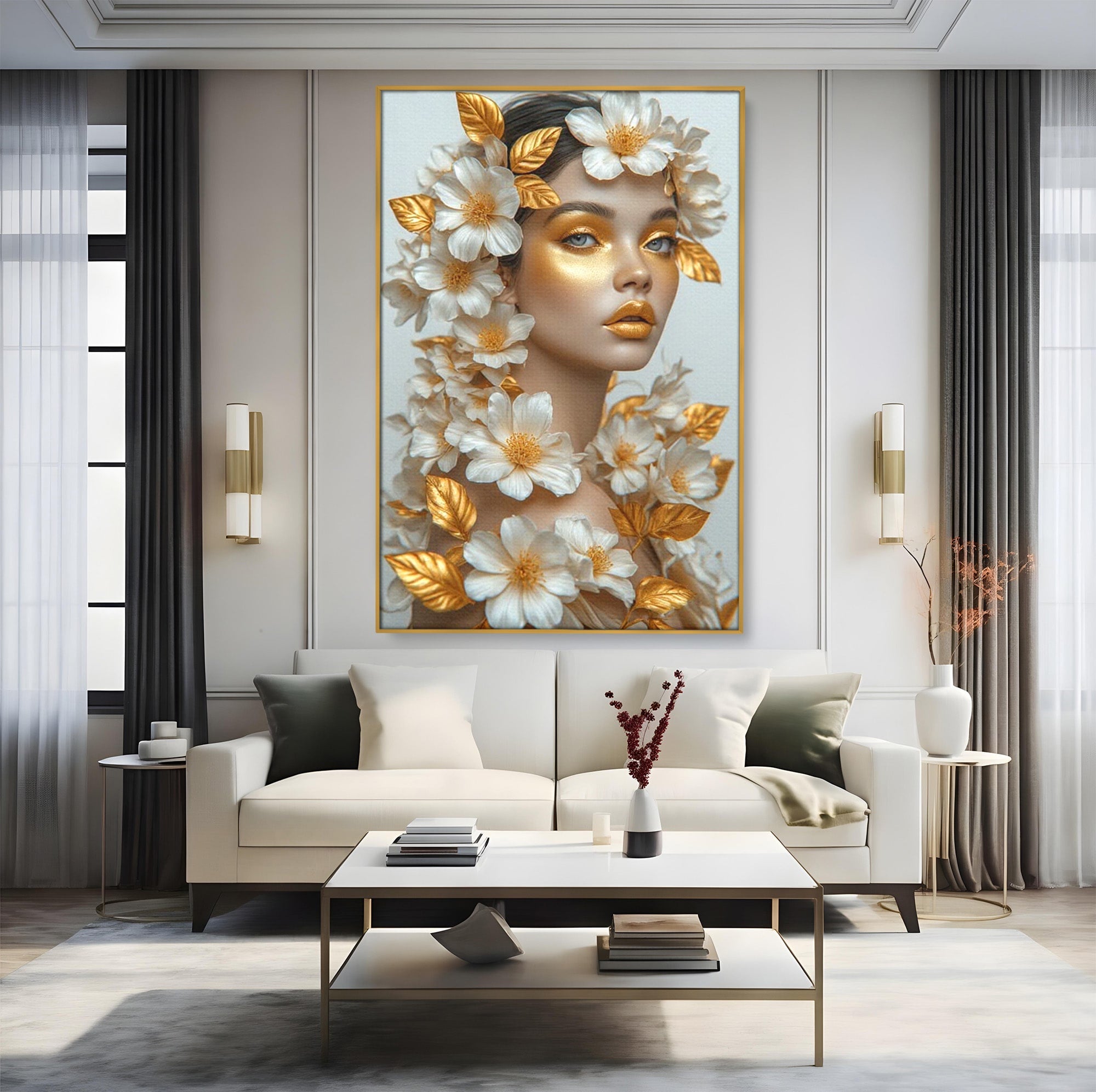 Tablou Canvas Premium LuxCanva® PI1348, Portret Floral, Privire, Flori, Eleganta, Frumusete, Culori Vibrante, Living, Dormitor