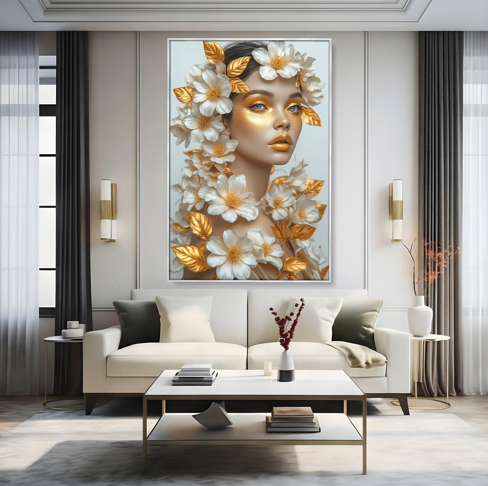 Tablou Canvas Premium LuxCanva® PI1348, Portret Floral, Privire, Flori, Eleganta, Frumusete, Culori Vibrante, Living, Dormitor