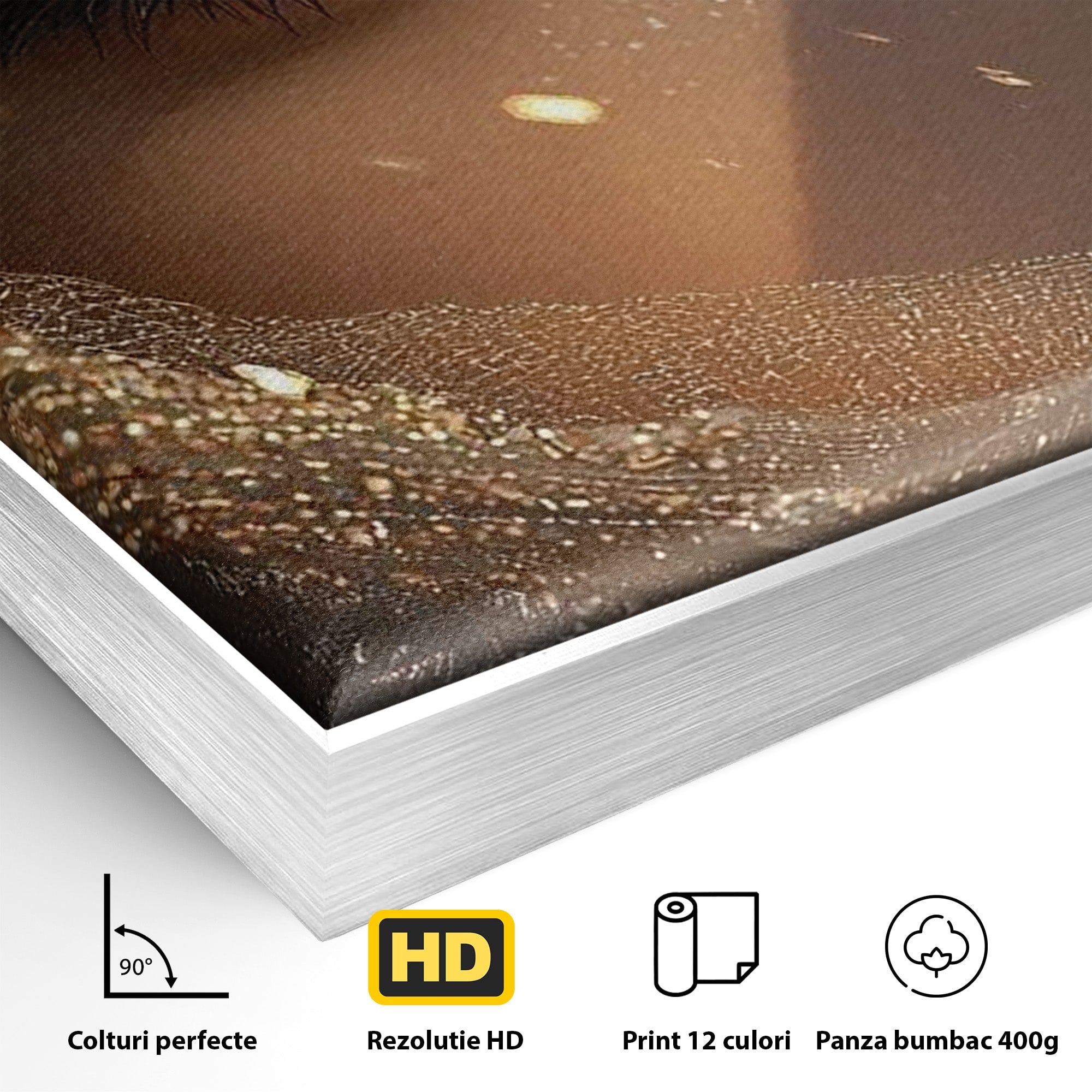 Tablou Canvas Premium LuxCanva® PI1349, Ochiul Invaluit In Aur, Femeie, Portret, Mister, Eleganta, Bijuterii, Culori Vibrante, Living, Dormitor