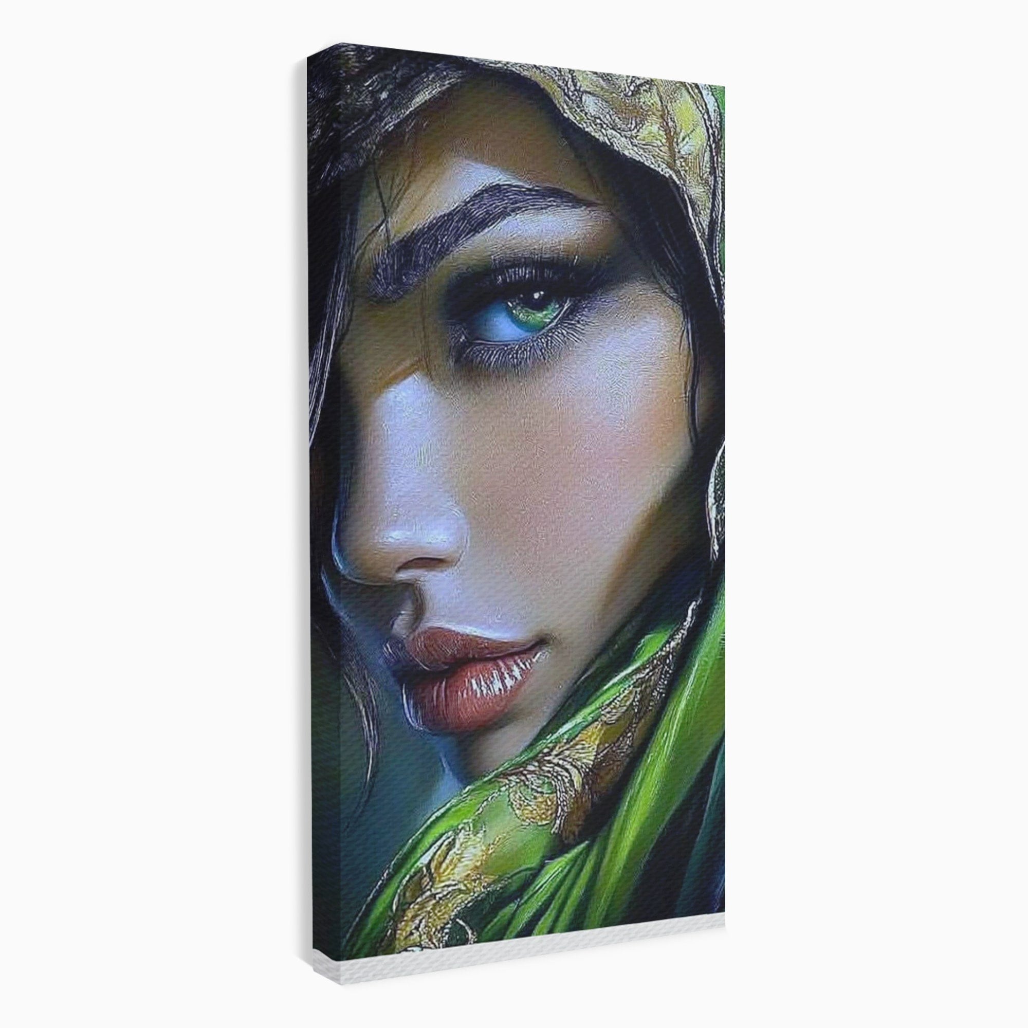 Tablou Canvas Premium LuxCanva® PI1350, Ochiul Fermecator, Portret, Femeie, Mister, Eleganta, Culori Vibrante, Living, Dormitor