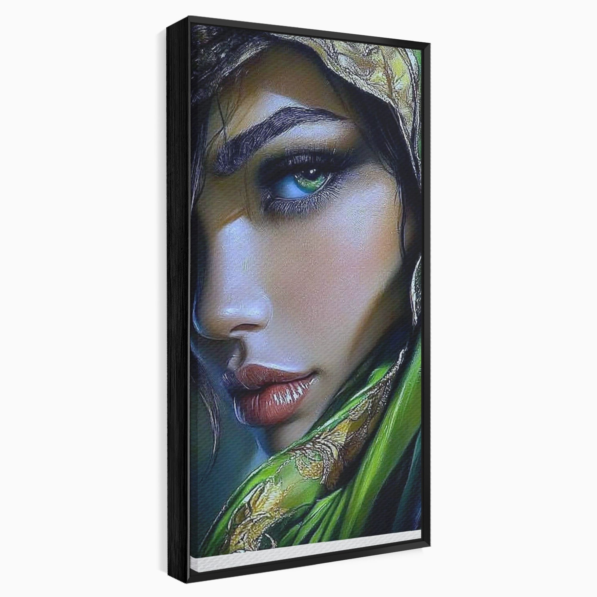 Tablou Canvas Premium LuxCanva® PI1350, Ochiul Fermecator, Portret, Femeie, Mister, Eleganta, Culori Vibrante, Living, Dormitor