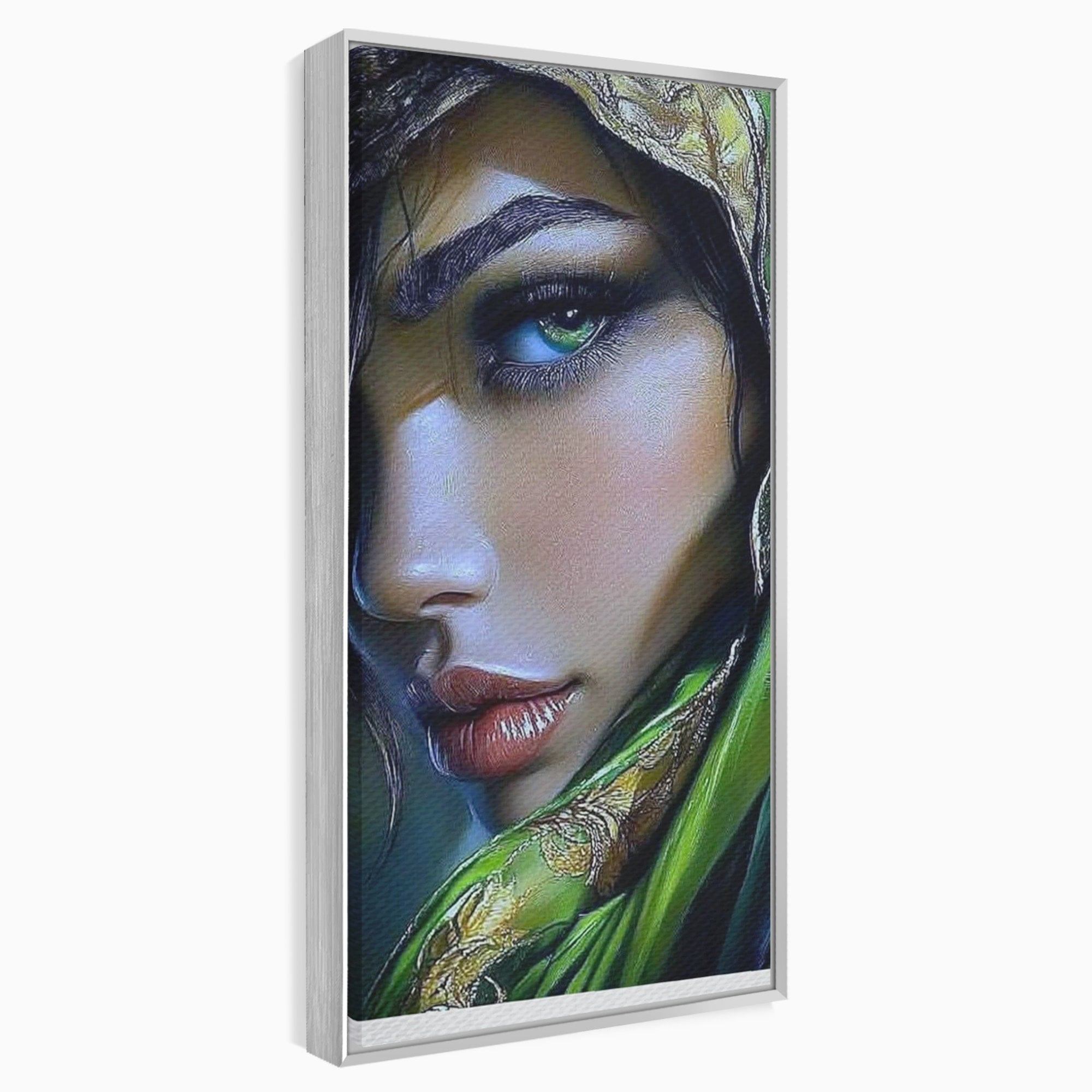 Tablou Canvas Premium LuxCanva® PI1350, Ochiul Fermecator, Portret, Femeie, Mister, Eleganta, Culori Vibrante, Living, Dormitor