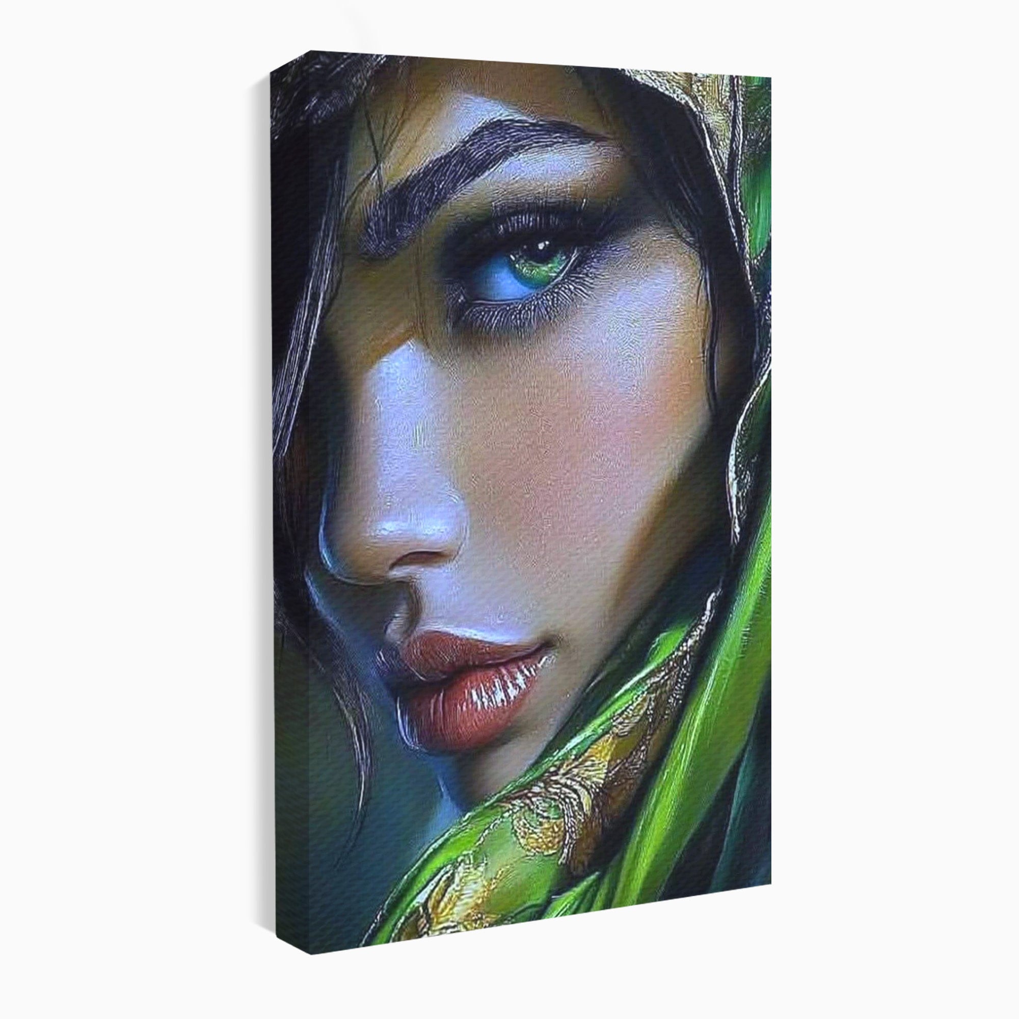 Tablou Canvas Premium LuxCanva® PI1350, Ochiul Fermecator, Portret, Femeie, Mister, Eleganta, Culori Vibrante, Living, Dormitor