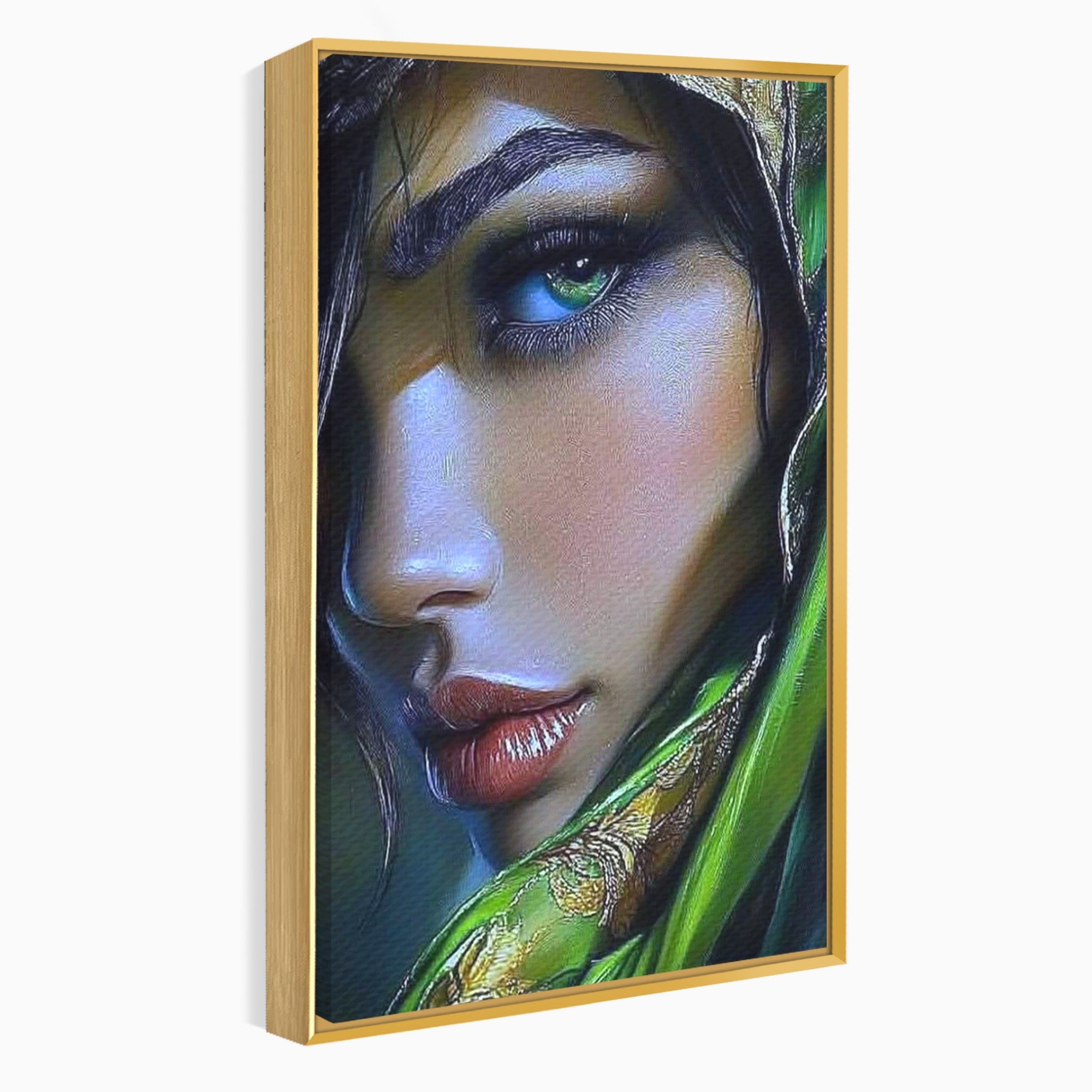 Tablou Canvas Premium LuxCanva® PI1350, Ochiul Fermecator, Portret, Femeie, Mister, Eleganta, Culori Vibrante, Living, Dormitor