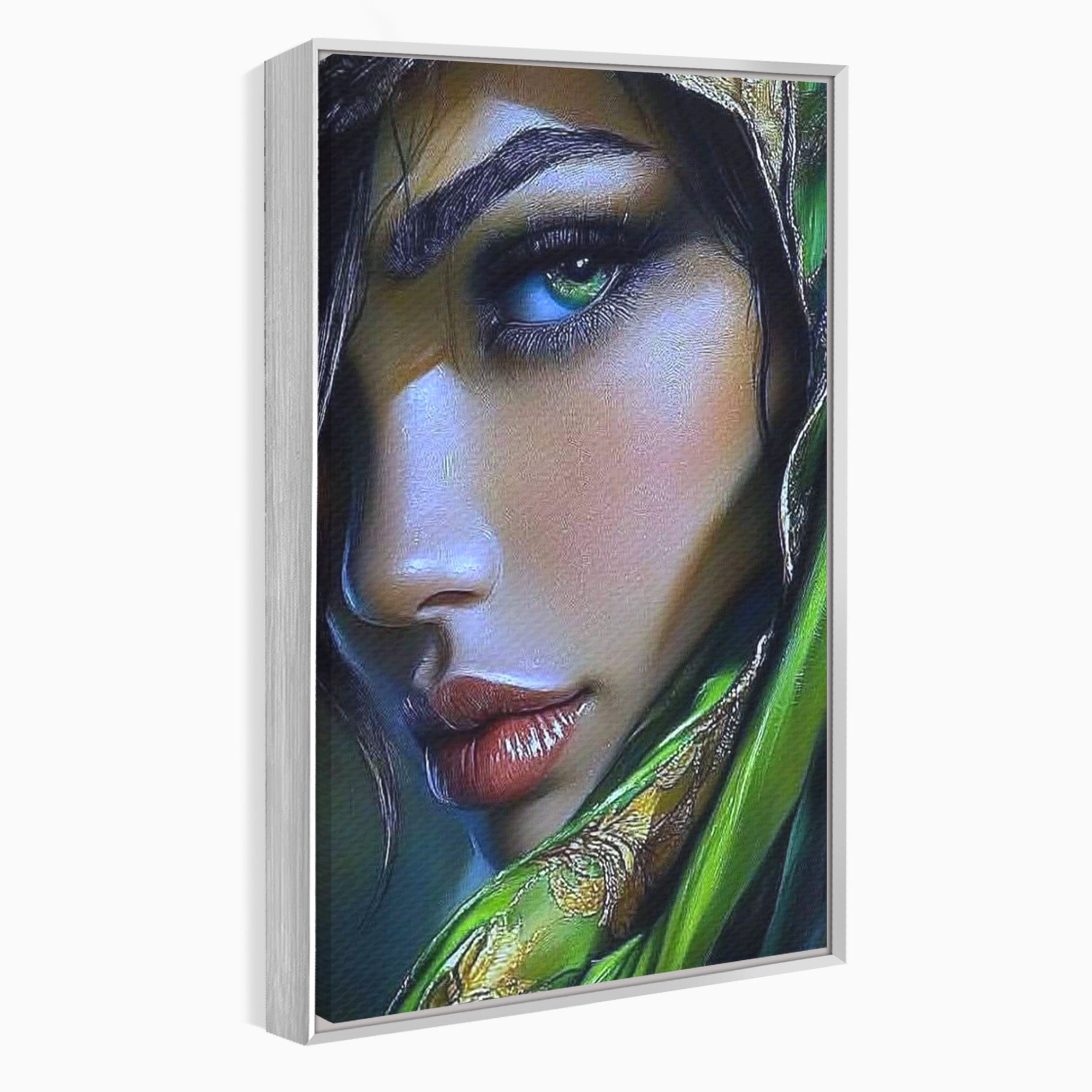 Tablou Canvas Premium LuxCanva® PI1350, Ochiul Fermecator, Portret, Femeie, Mister, Eleganta, Culori Vibrante, Living, Dormitor