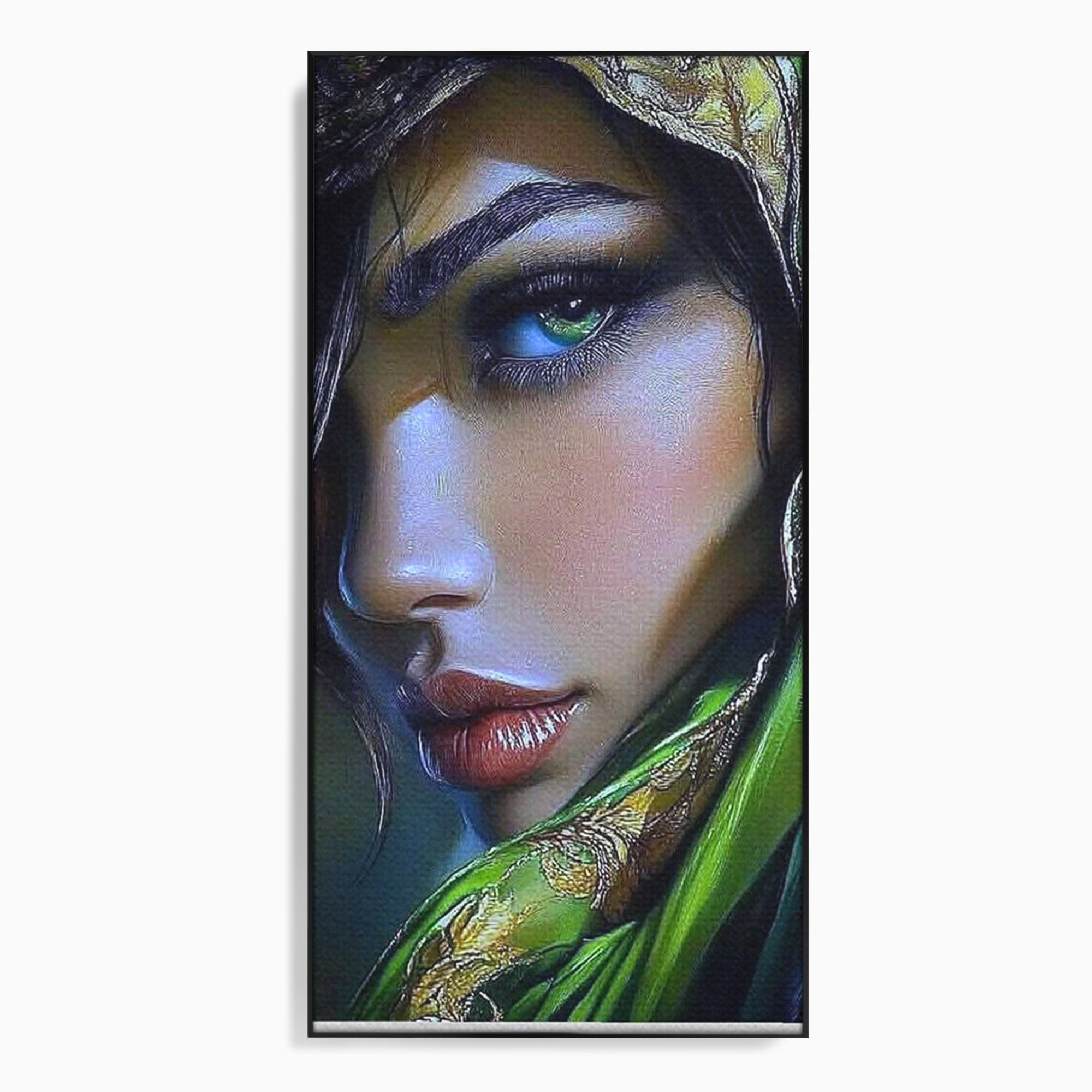 Tablou Canvas Premium LuxCanva® PI1350, Ochiul Fermecator, Portret, Femeie, Mister, Eleganta, Culori Vibrante, Living, Dormitor