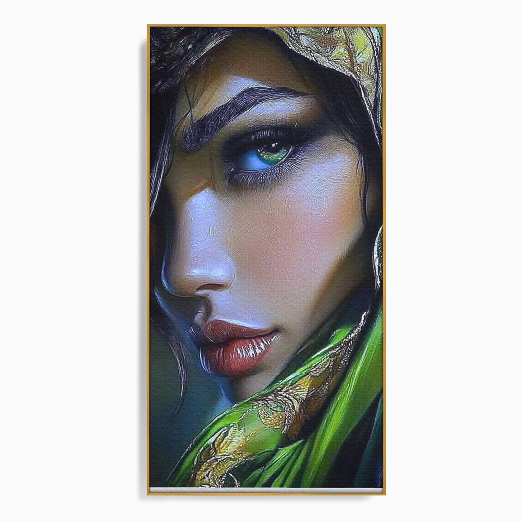 Tablou Canvas Premium LuxCanva® PI1350, Ochiul Fermecator, Portret, Femeie, Mister, Eleganta, Culori Vibrante, Living, Dormitor