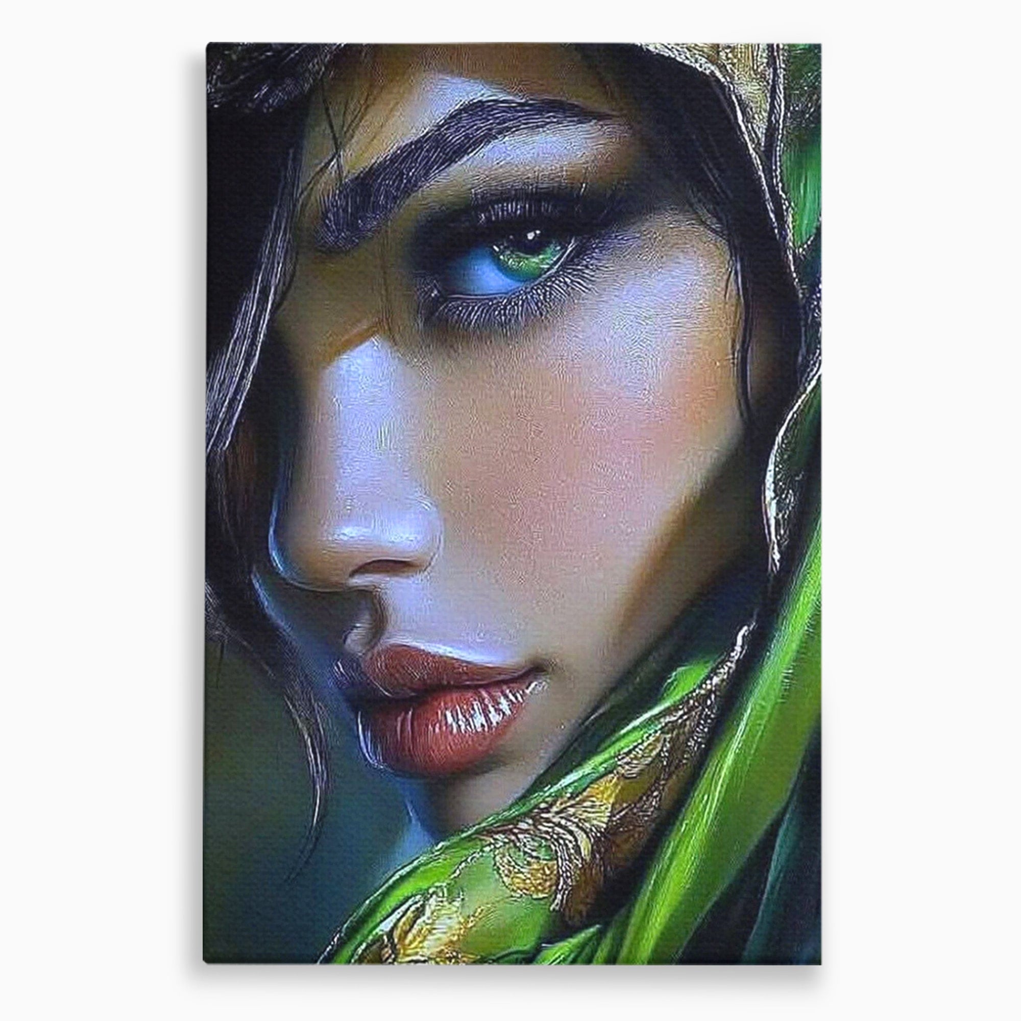 Tablou Canvas Premium LuxCanva® PI1350, Ochiul Fermecator, Portret, Femeie, Mister, Eleganta, Culori Vibrante, Living, Dormitor