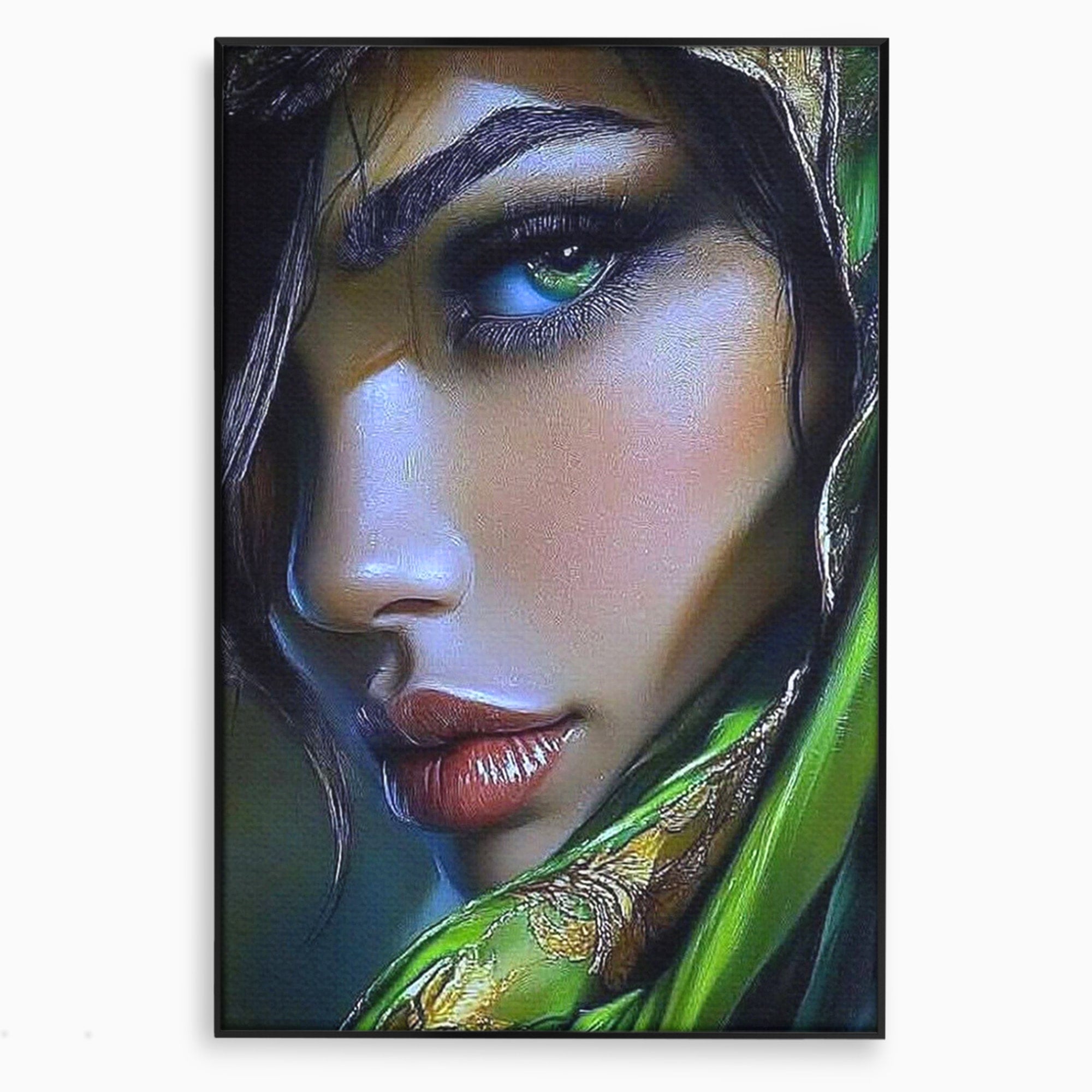 Tablou Canvas Premium LuxCanva® PI1350, Ochiul Fermecator, Portret, Femeie, Mister, Eleganta, Culori Vibrante, Living, Dormitor